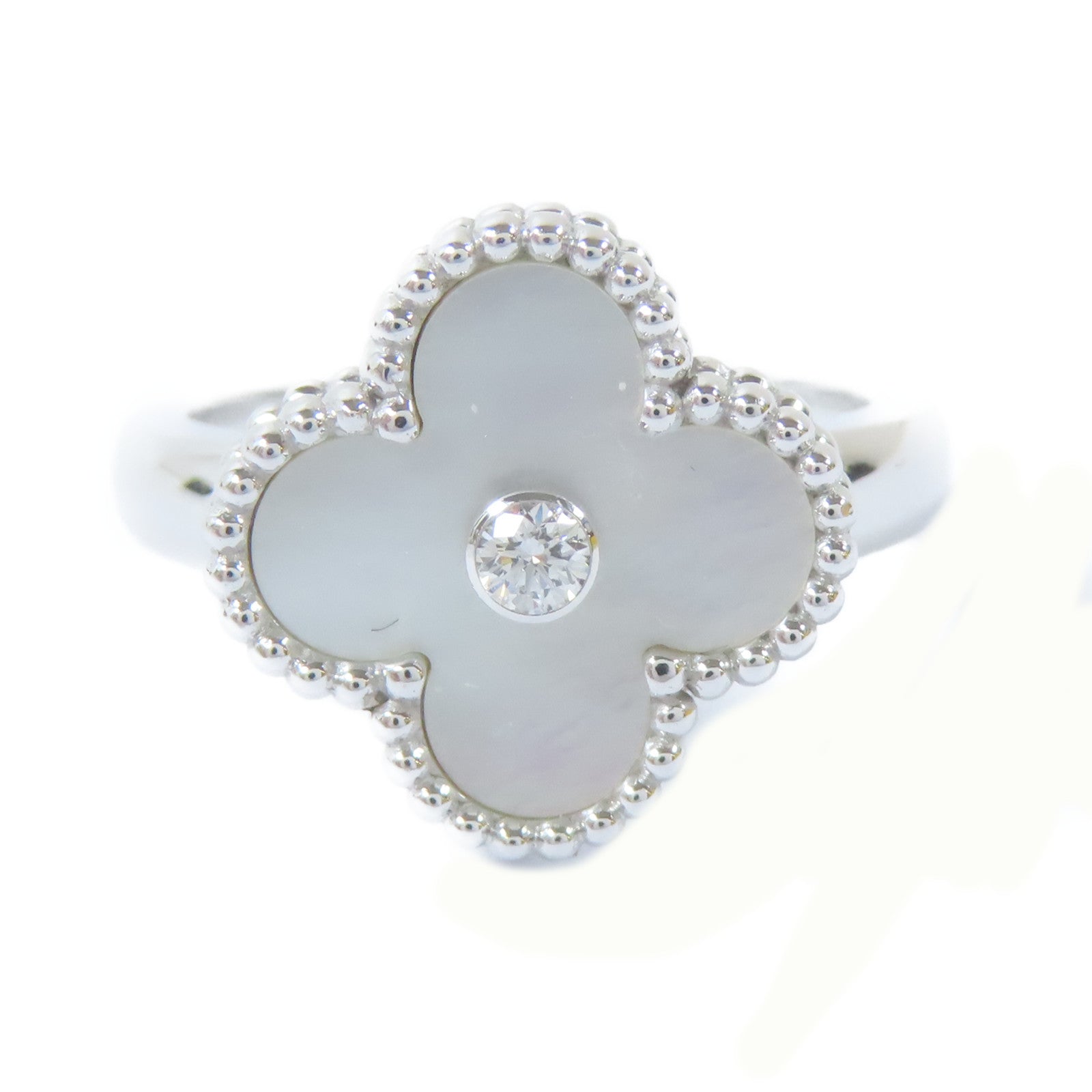 Van Cleef & Arpels 18K白金Vintage Alhamber Ring戒指US#7