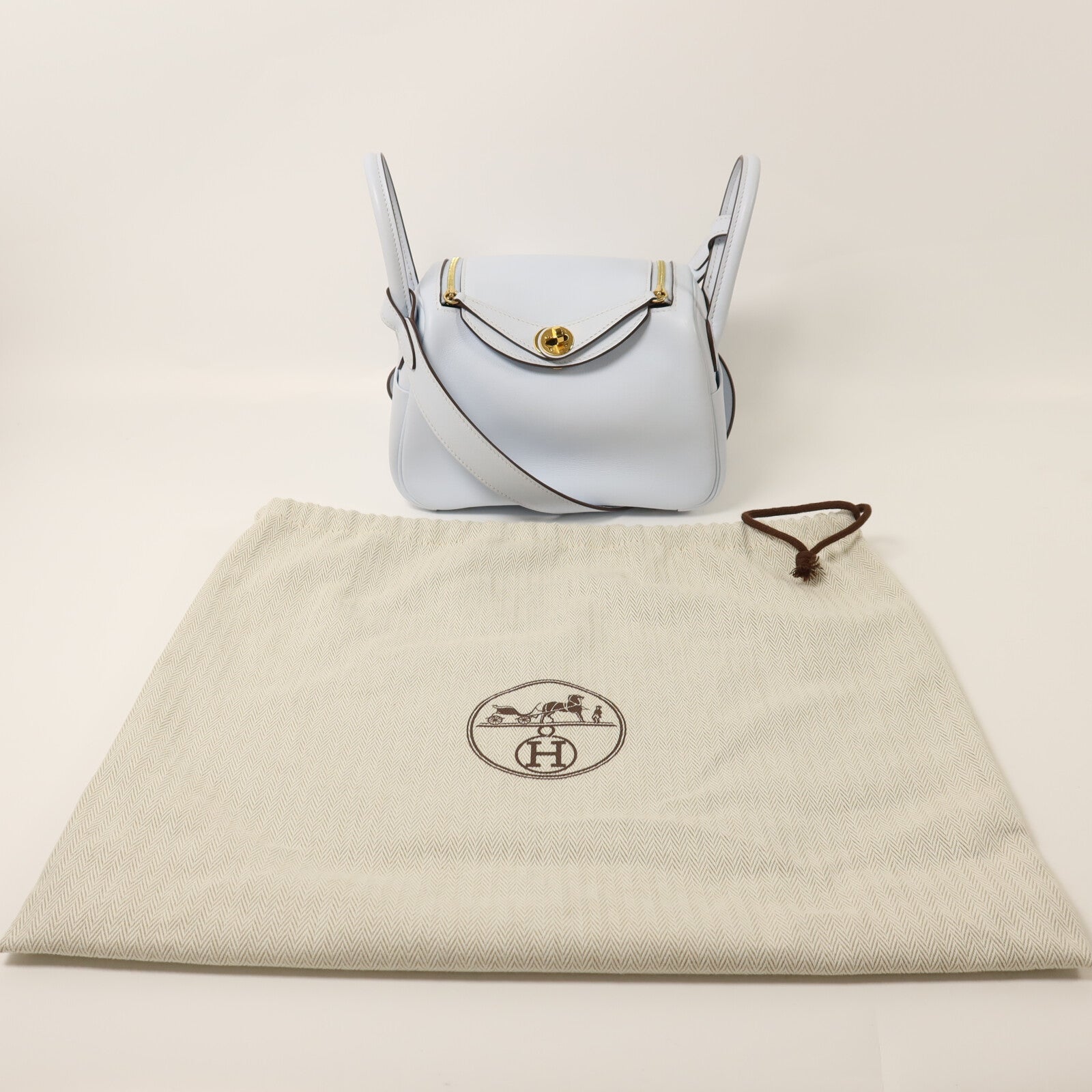 HERMES 【激減優惠】Swift皮革Mini Lindy金扣手挽肩背兩用袋Bleu Brume