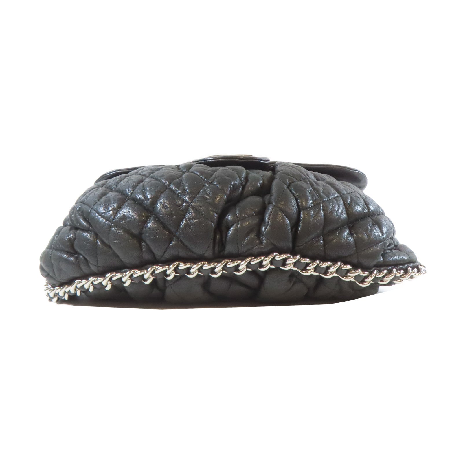 CHANEL 【清倉大減價】菱格牛皮皮革Chain Shoulder鏈帶肩背袋黑色