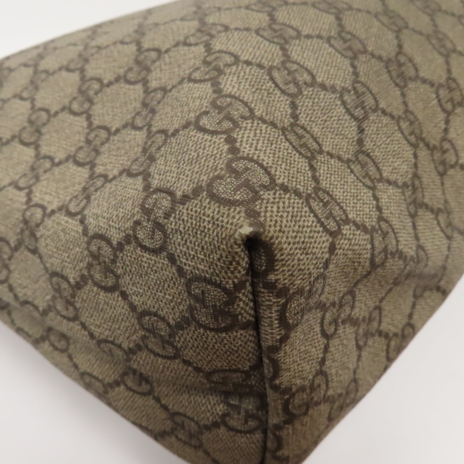 GUCCI 塗層帆布Tote Bag銀扣肩背袋米色
