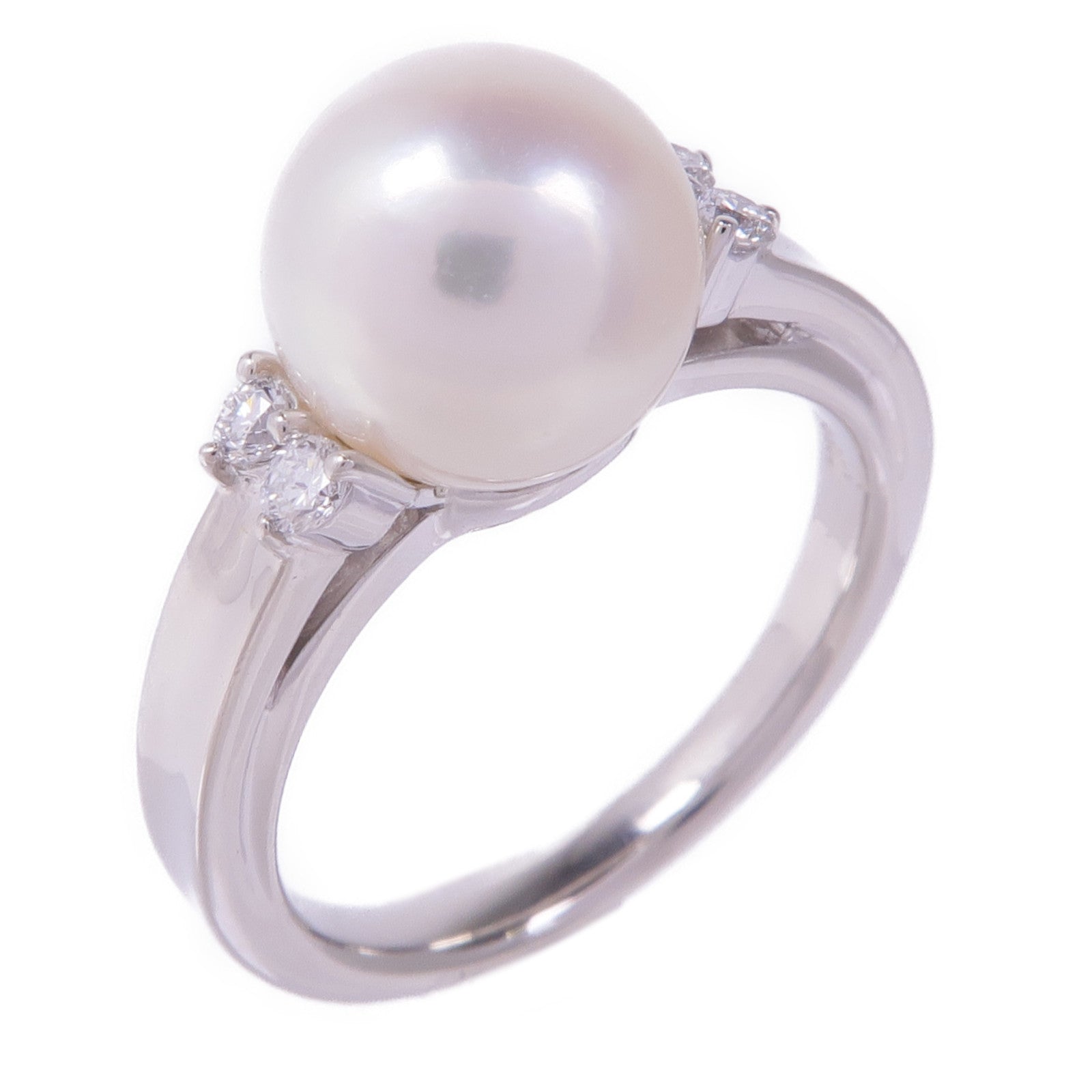 JEWELRY PT900鉑金Diamond Pearl Ring鑽石/珍珠戒指US#6.25