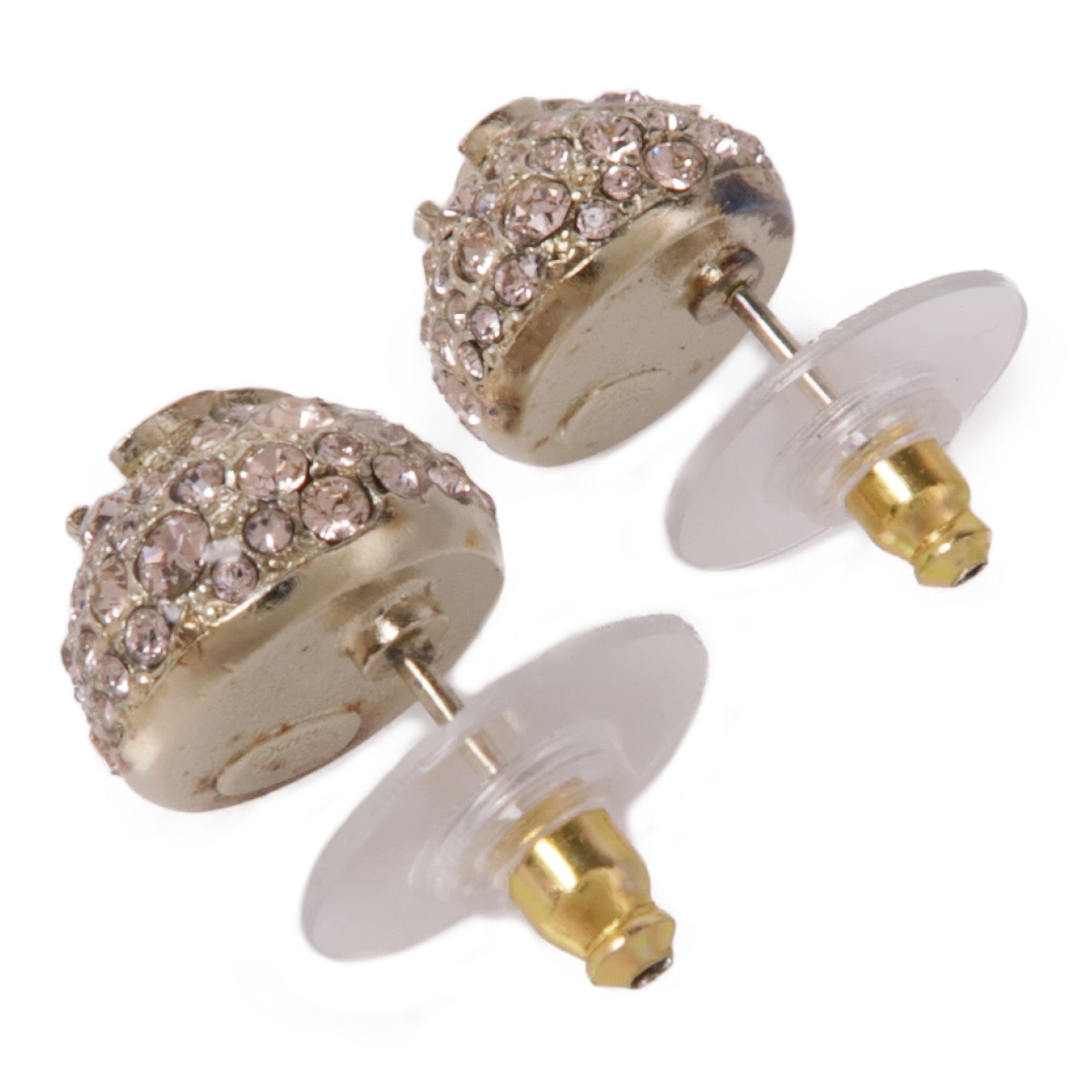 CHANEL CC Earrings Metal Gold Pink