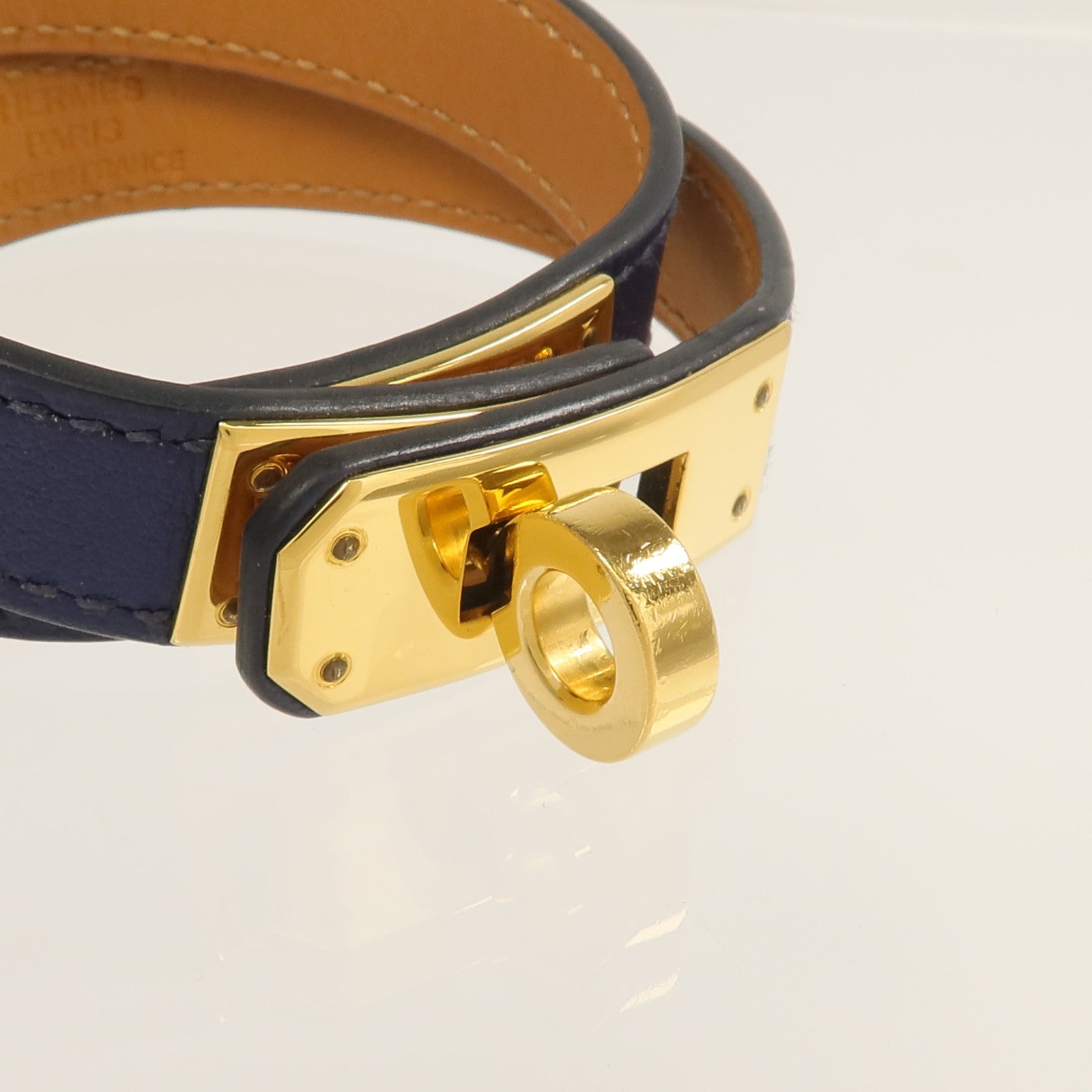 HERMES Swift皮革Kelly Double Tour手帶Bleu Saphir