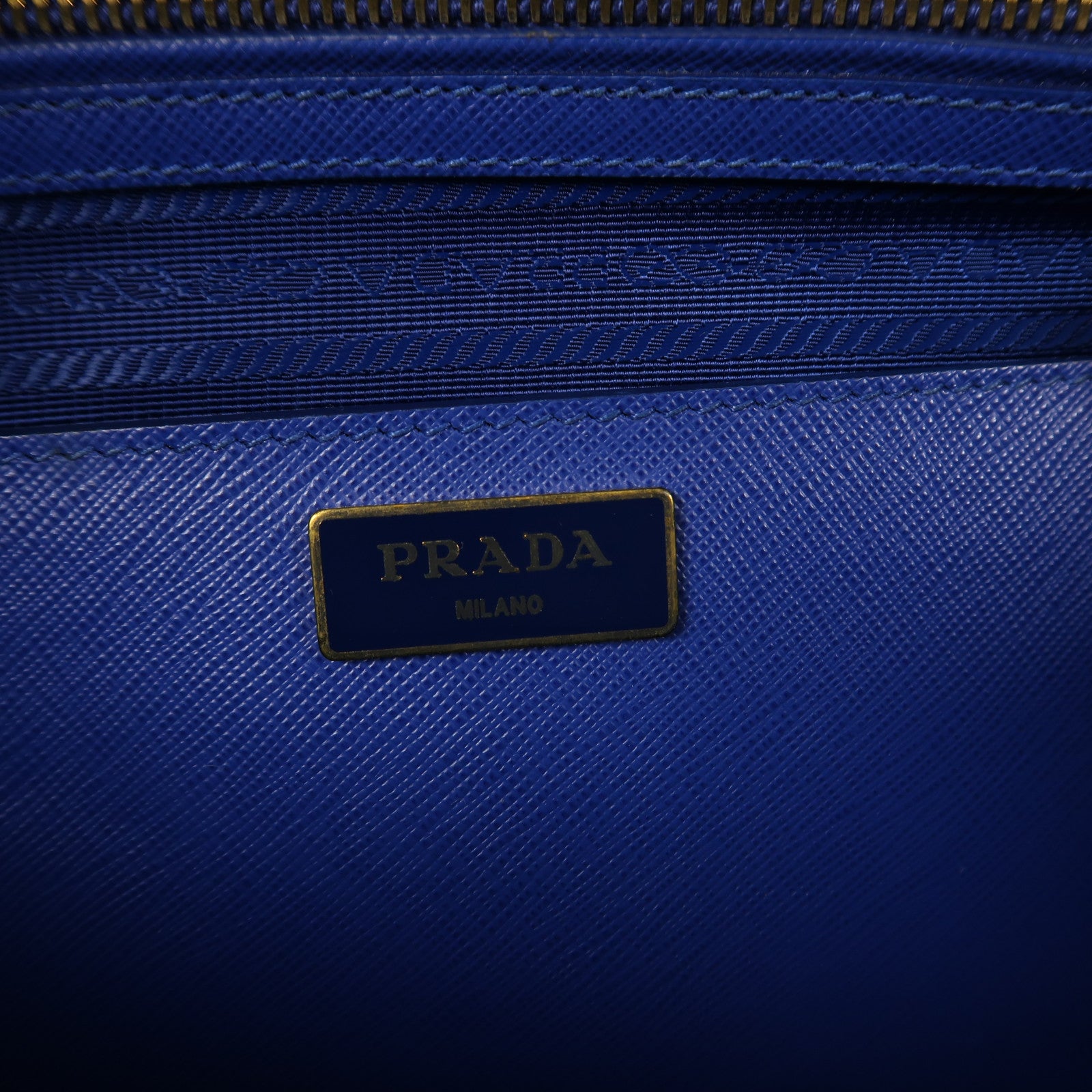 PRADA 牛皮皮革2 Way Shoulder金扣手挽肩背兩用袋藍色