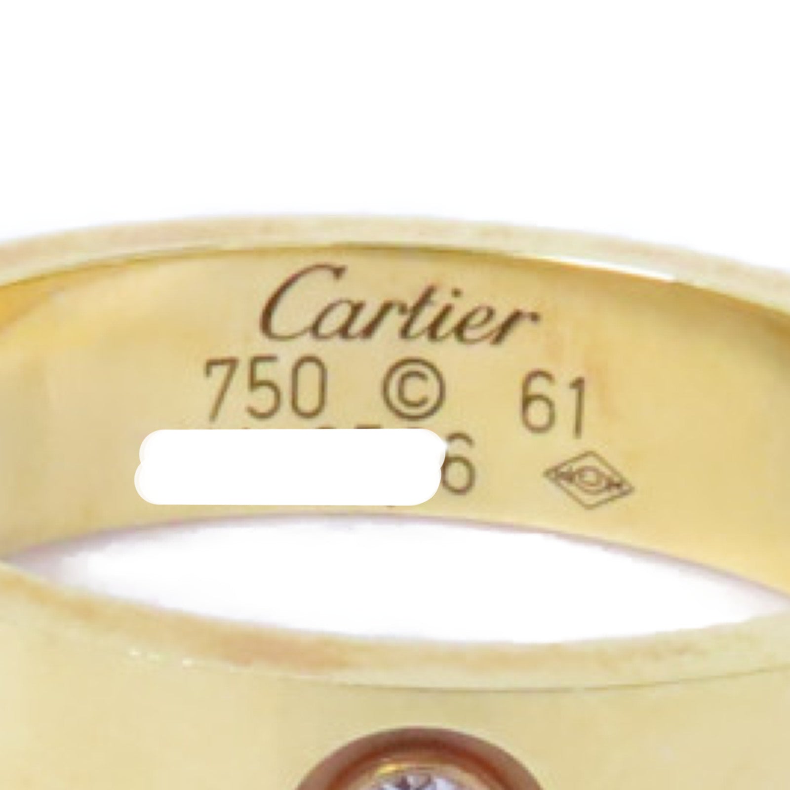 CARTIER 18K黄金Love Ring 3 Diamonds戒指Cartier#61/US#9.5