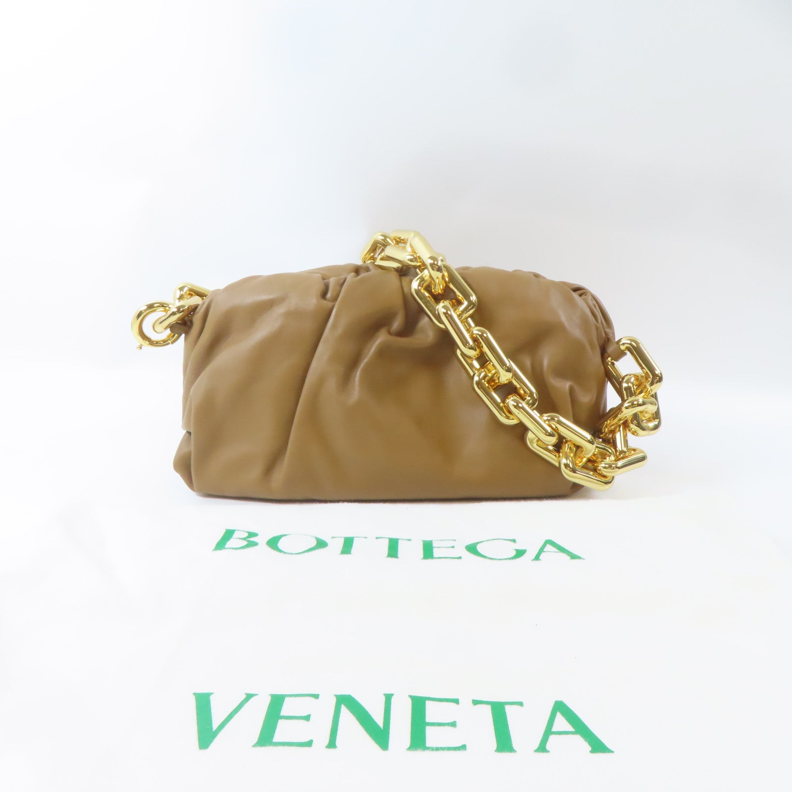 BOTTEGA VENETA 【激減優惠】牛皮皮革Chain Shoulder Bag金扣肩背袋啡色