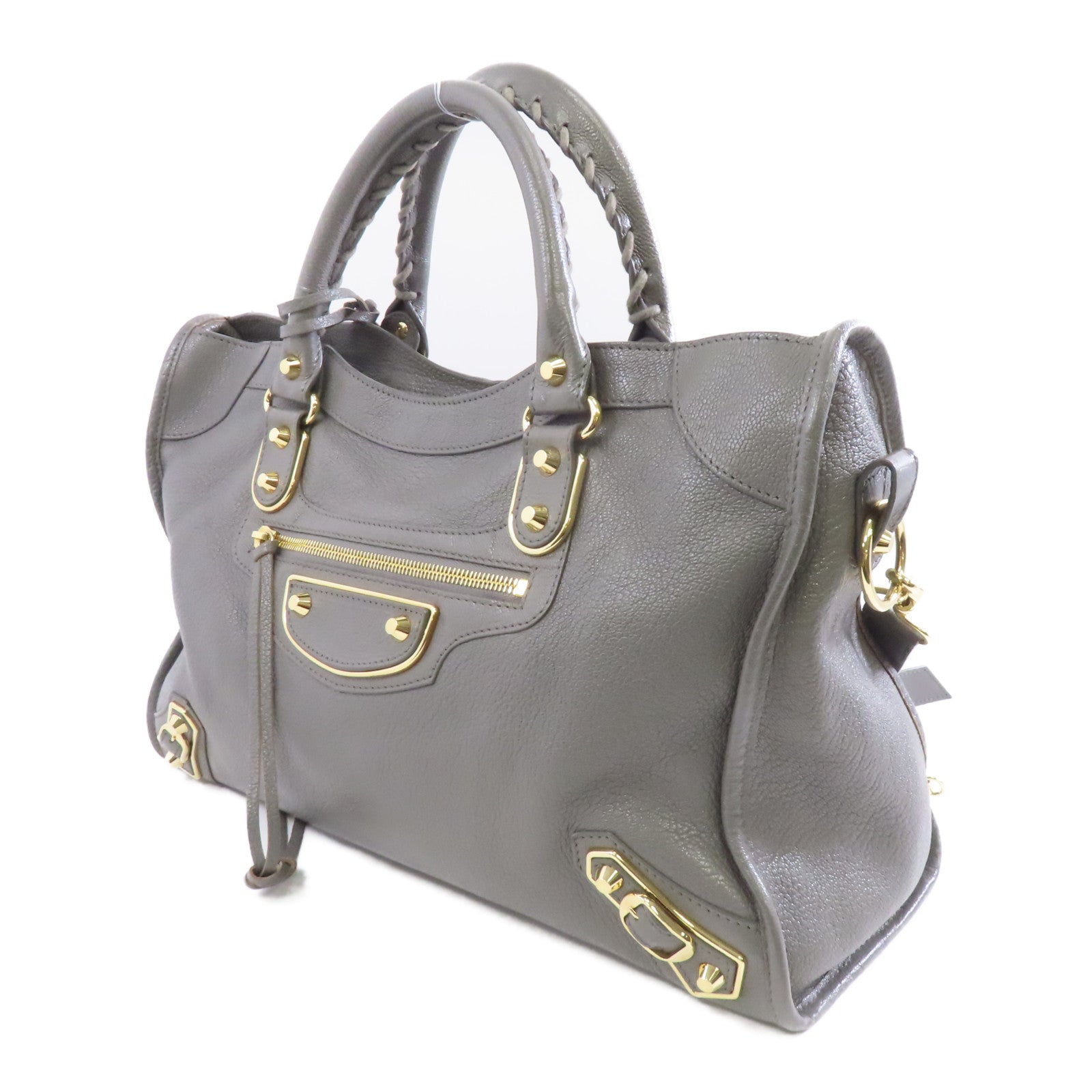 BALENCIAGA 牛皮皮革City金扣手挽肩背兩用袋黑色