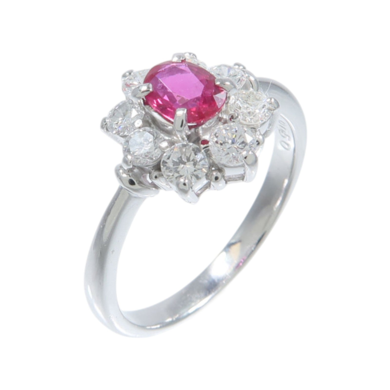 JEWELRY 【激減優惠】PT900鉑金Ruby Diamond Ring紅寶石/鑽石戒指