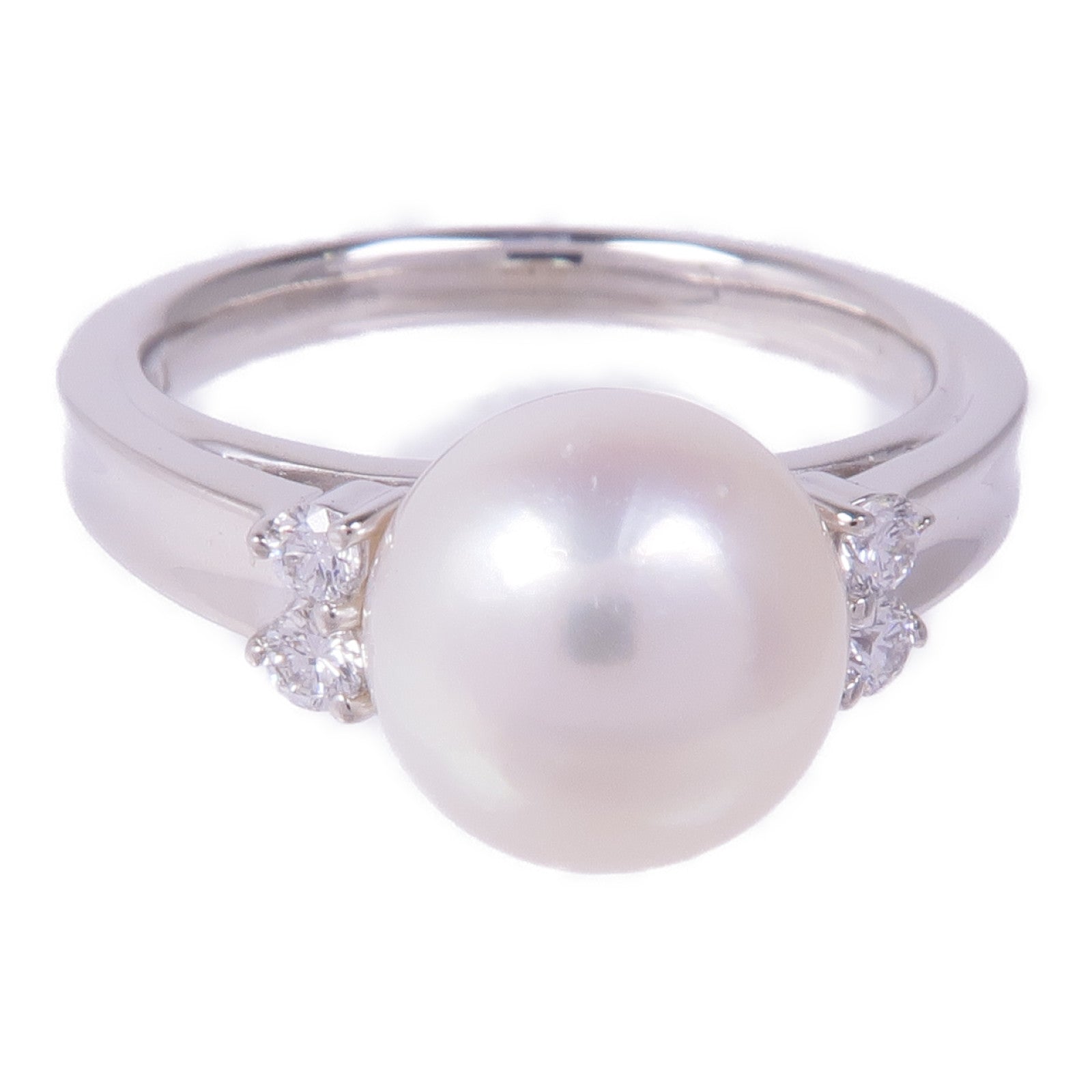 JEWELRY PT900鉑金Diamond Pearl Ring鑽石/珍珠戒指US#6.25