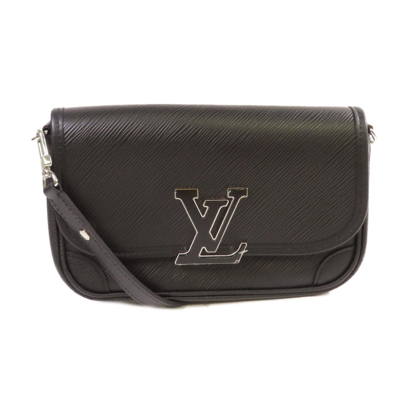 LOUIS VUITTON Epi Buci Shoulder Bag銀扣肩背袋黑色
