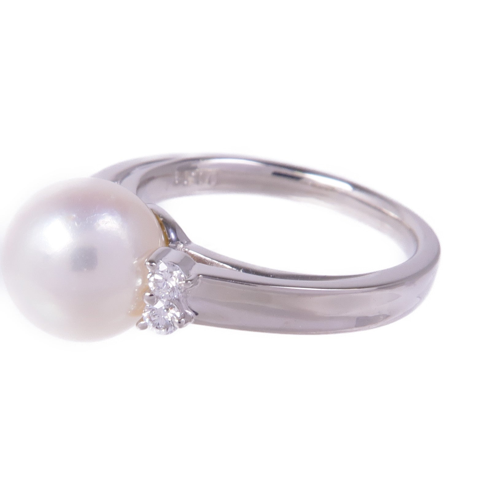 JEWELRY PT900鉑金Diamond Pearl Ring鑽石/珍珠戒指US#6.25