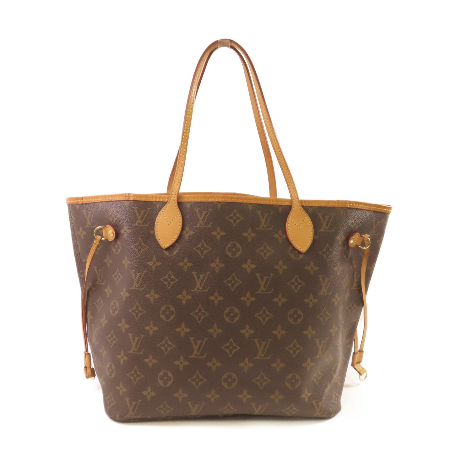 LOUIS VUITTON Monogram Neverfull MM Tote Bag金扣肩背袋啡色/酒紅色