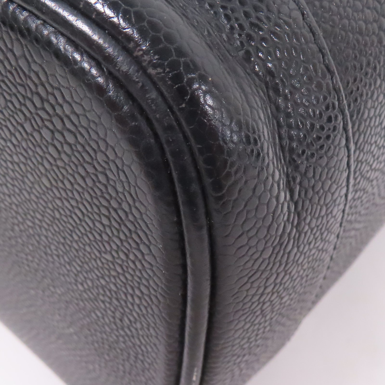 CHANEL CC GHW Vintage Vanity Handbag Calfskin Leather Black