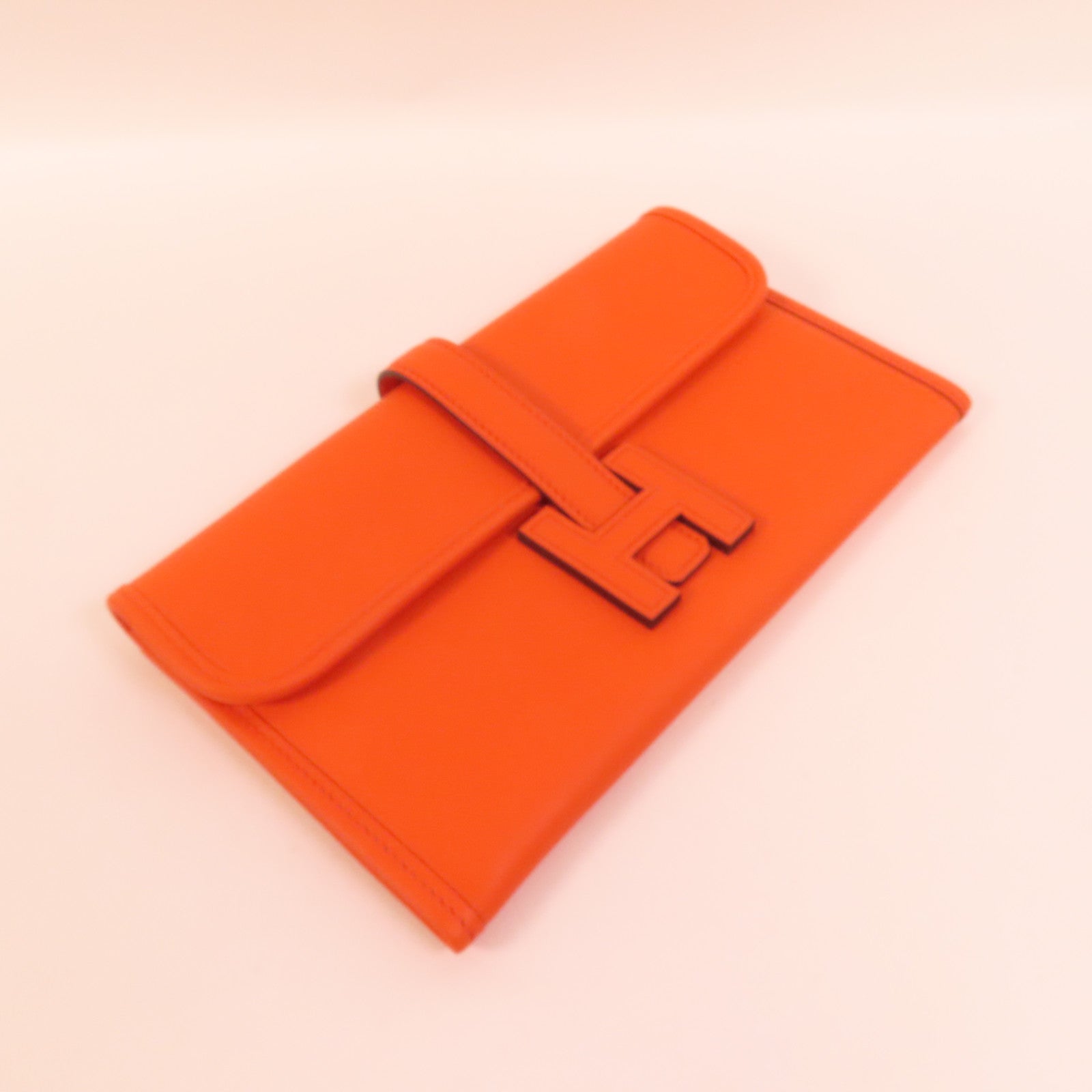 HERMES Swift皮革Jige Duo Clutch手拿包Orange Poppy