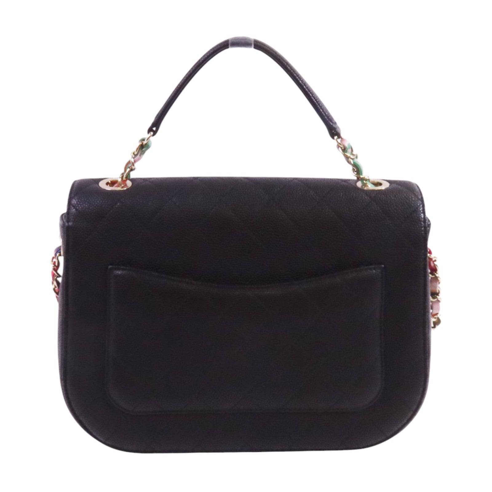 CHANEL 牛皮皮革Chain Shoulder金扣鏈帶手挽肩背兩用袋