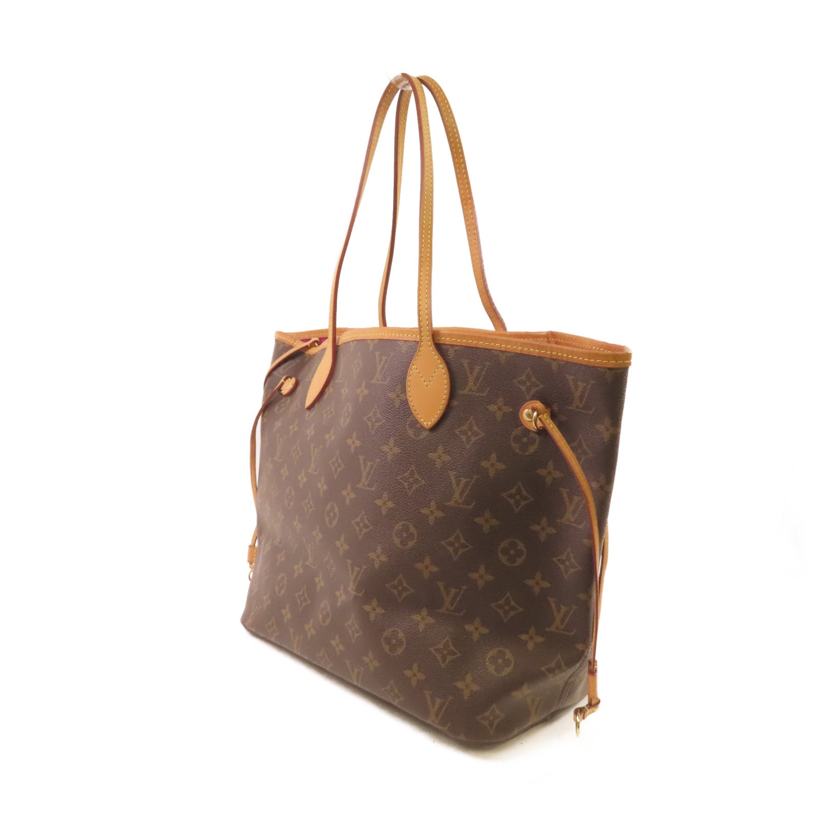 LOUIS VUITTON Monogram Neverfull MM Tote Bag金扣肩背袋啡色/酒紅色