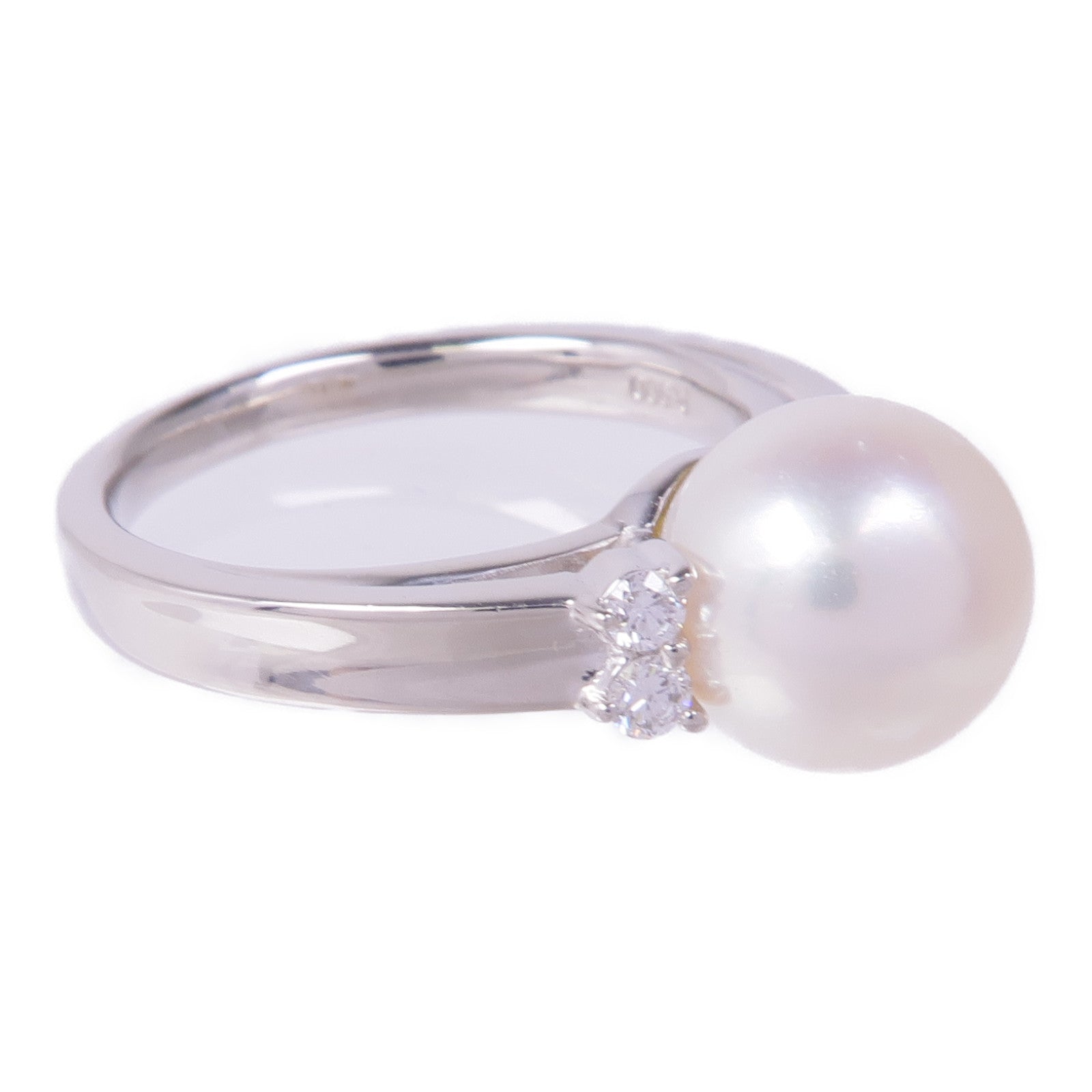 JEWELRY PT900鉑金Diamond Pearl Ring鑽石/珍珠戒指US#6.25