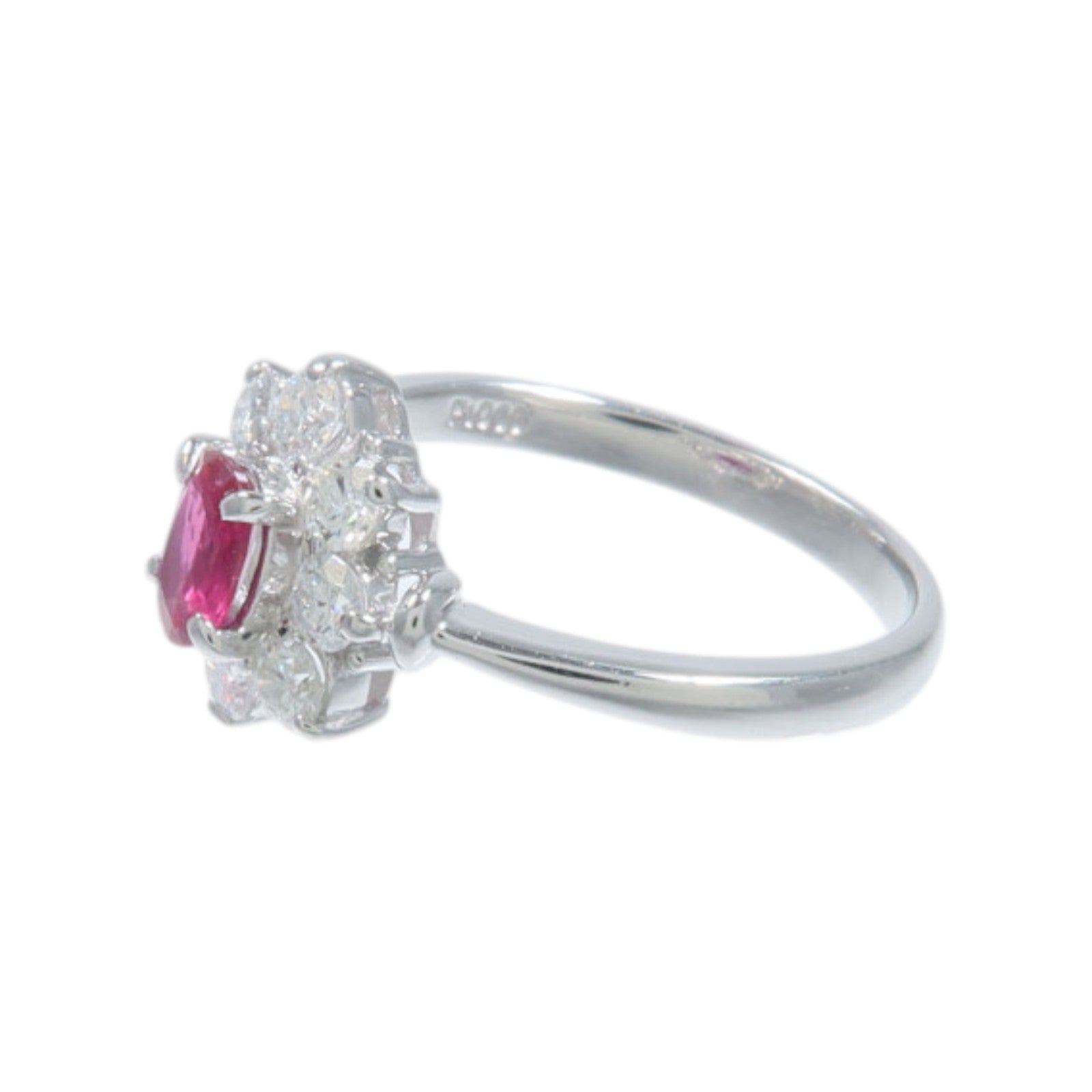 JEWELRY 【激減優惠】PT900鉑金Ruby Diamond Ring紅寶石/鑽石戒指