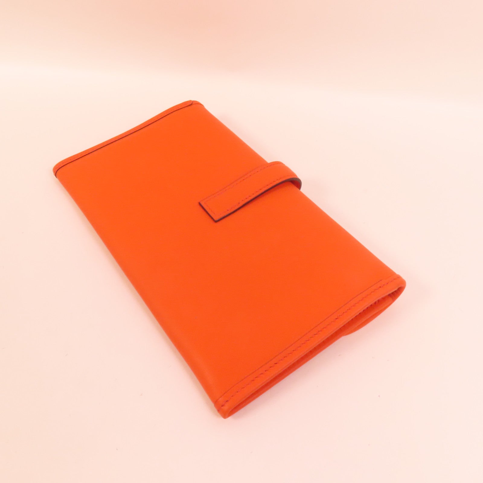 HERMES Swift皮革Jige Duo Clutch手拿包Orange Poppy
