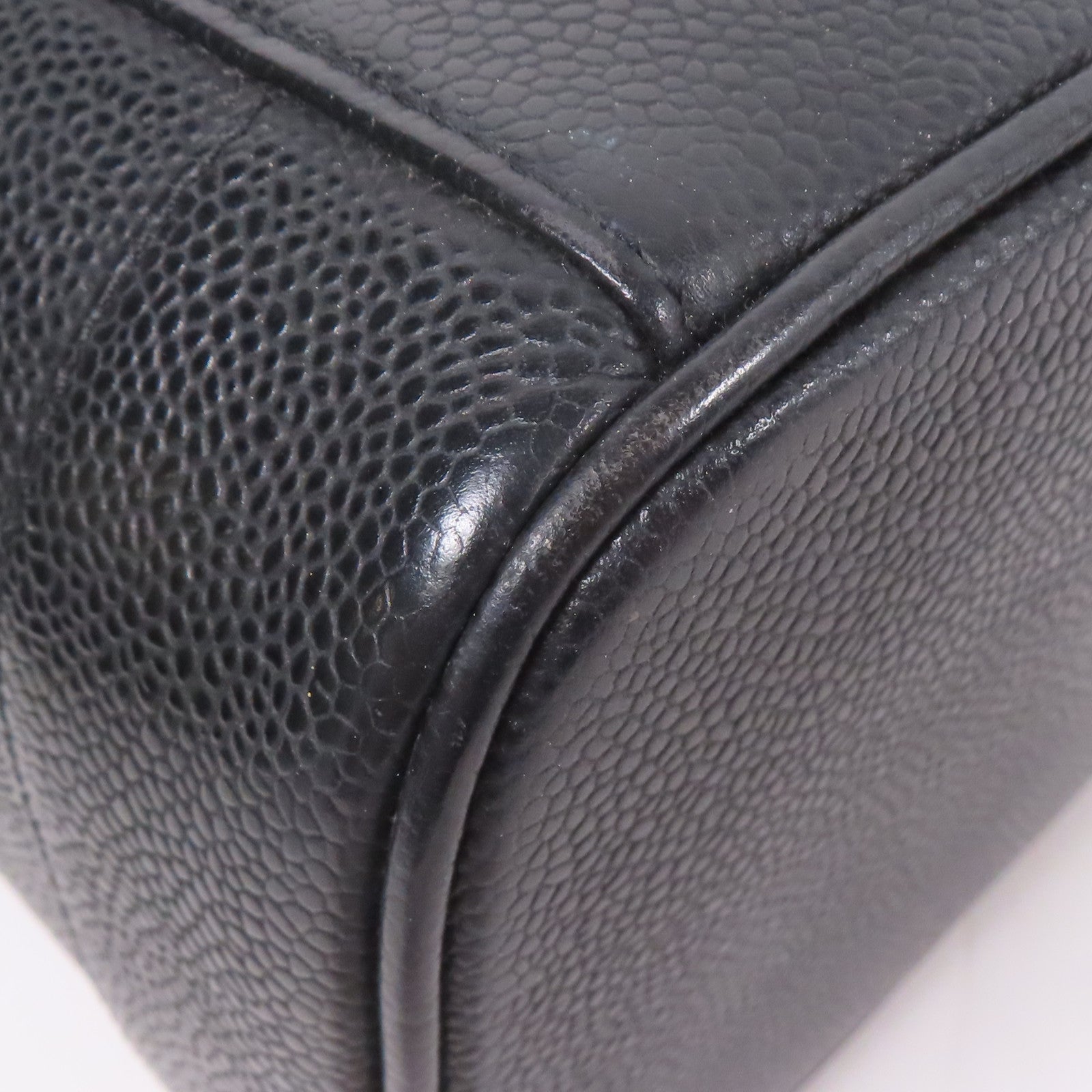 CHANEL CC GHW Vintage Vanity Handbag Calfskin Leather Black