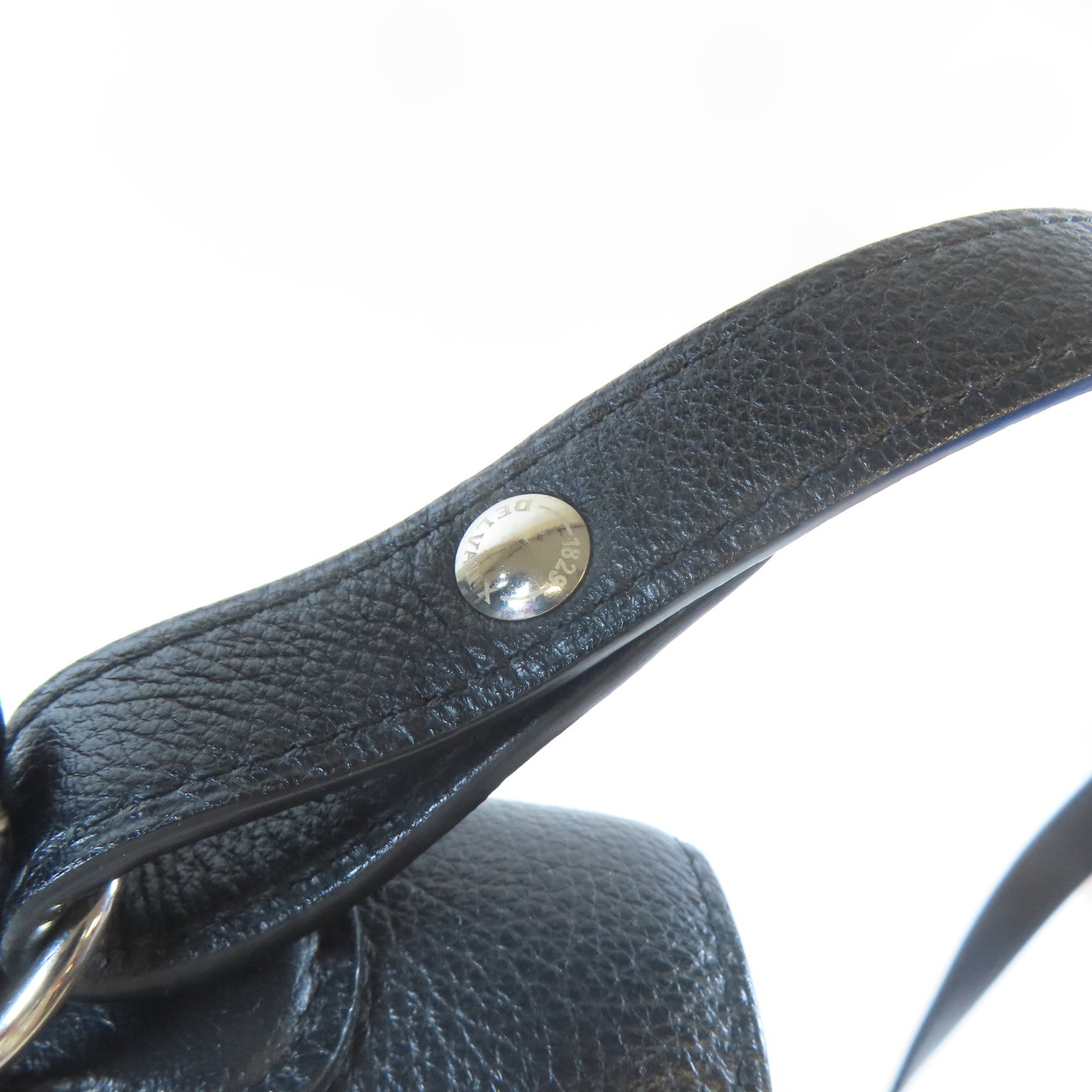 Delvaux 牛皮皮革Delaux Brillant MM銀扣手挽肩背兩用袋黑色
