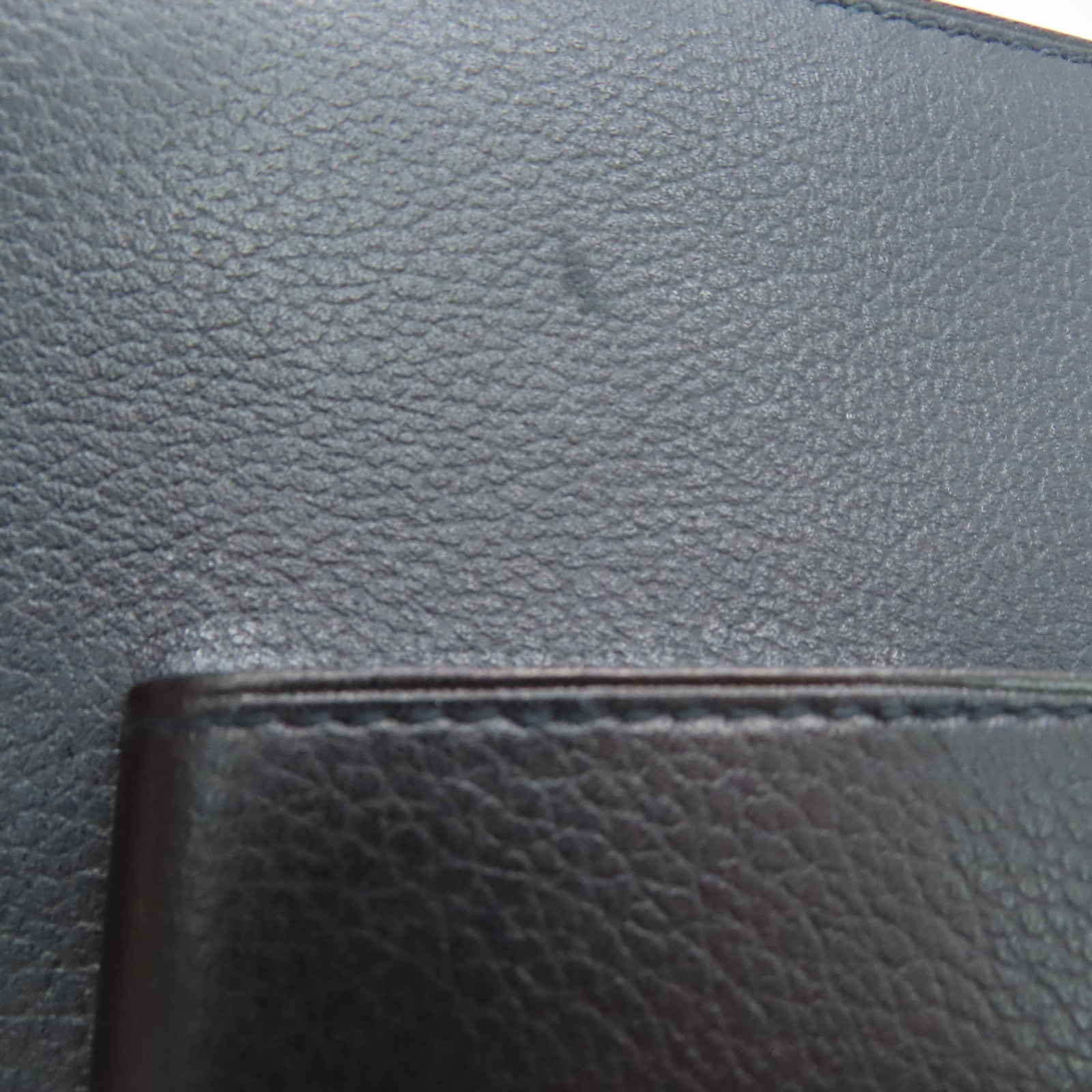 HERMES Evergrain/Evercolor皮革Pochette H Passant銀扣肩背袋藍色/黑色