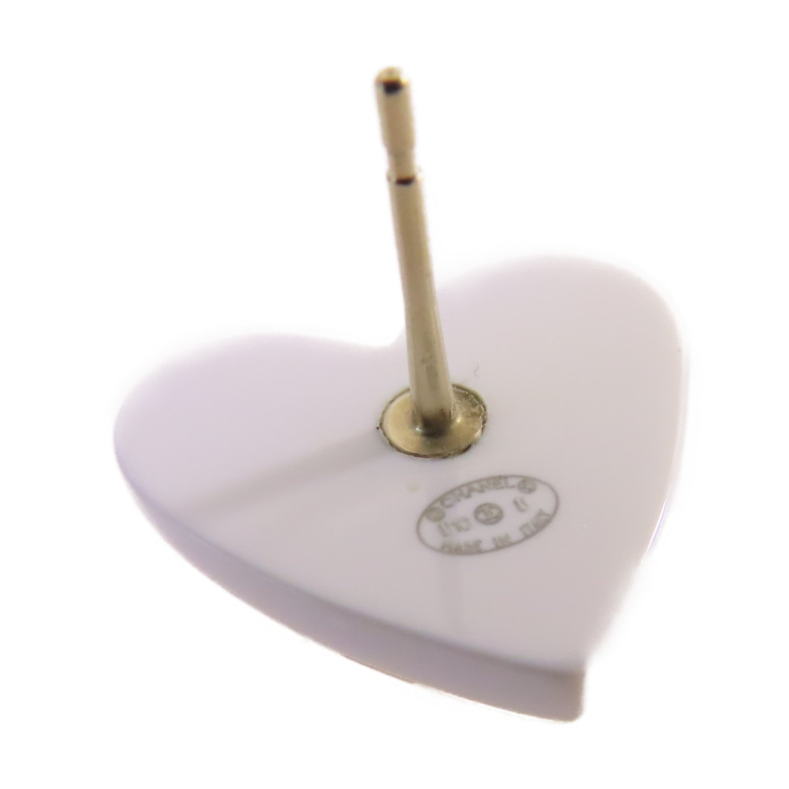 CHANEL PVC/金屬CC Heart Earrings耳環白色/金色
