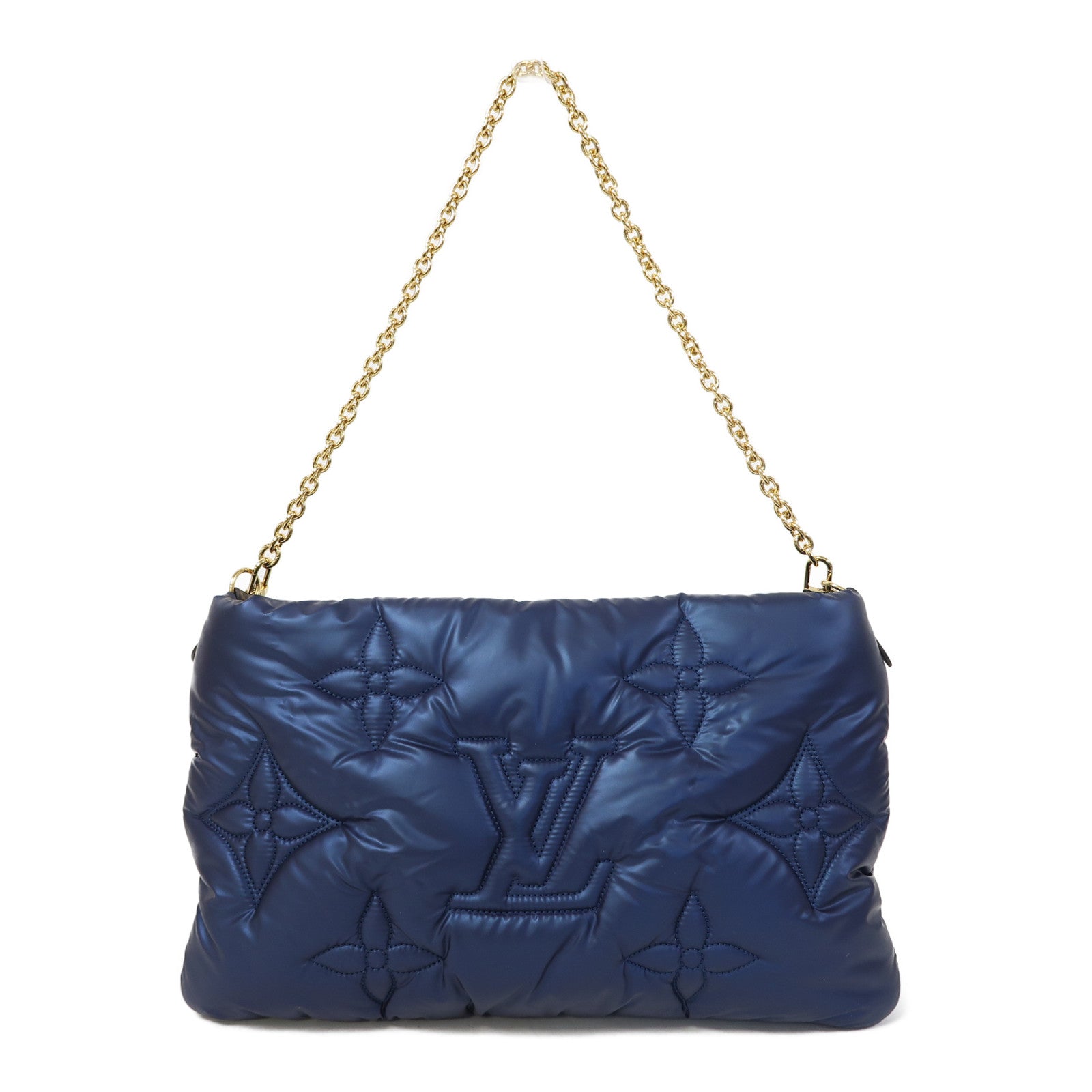 LOUIS VUITTON 尼龍Maxi Multi Pochette Accessoires金扣肩背袋深藍色/銀色