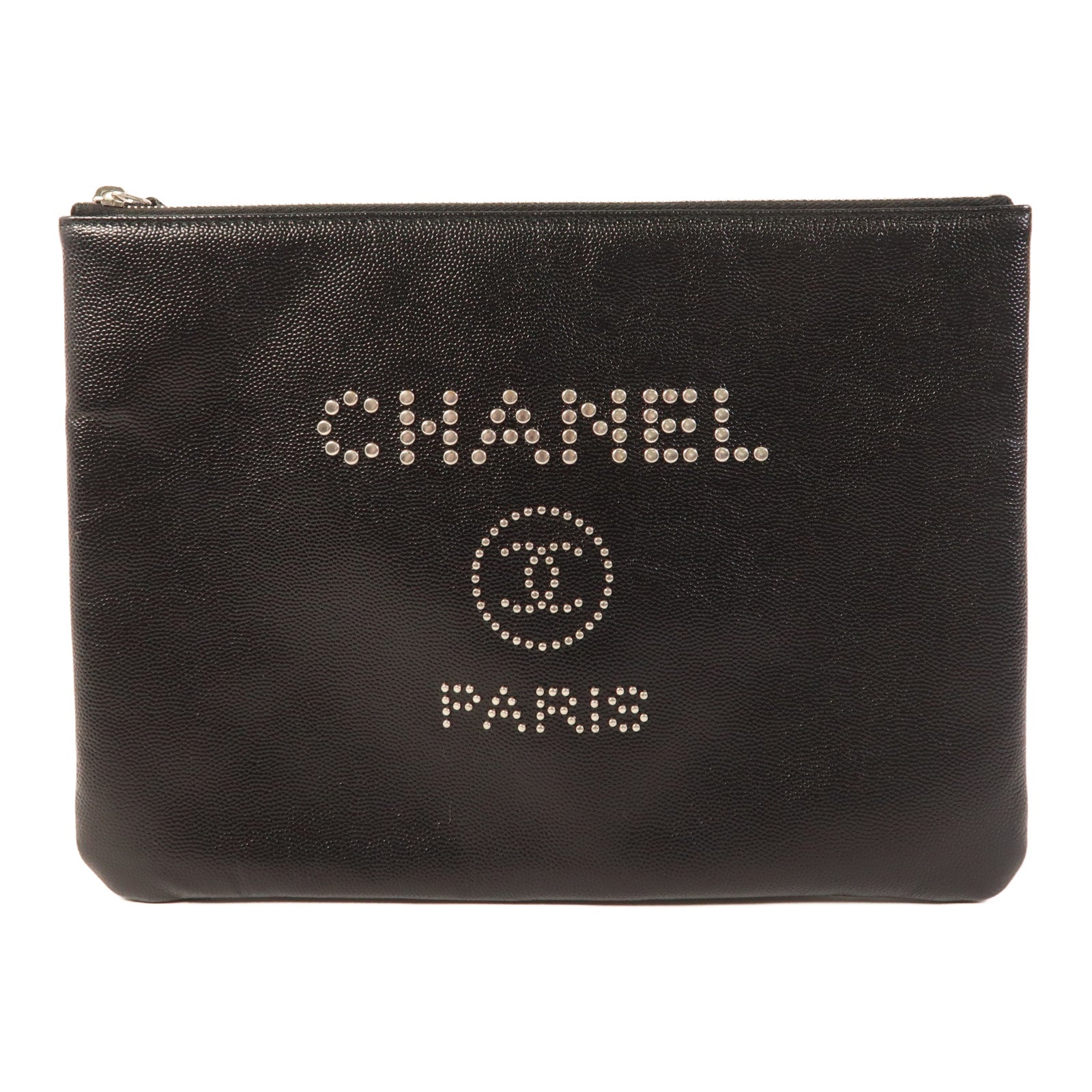 CHANEL 牛皮皮革Clutch Bag銀扣手拿包