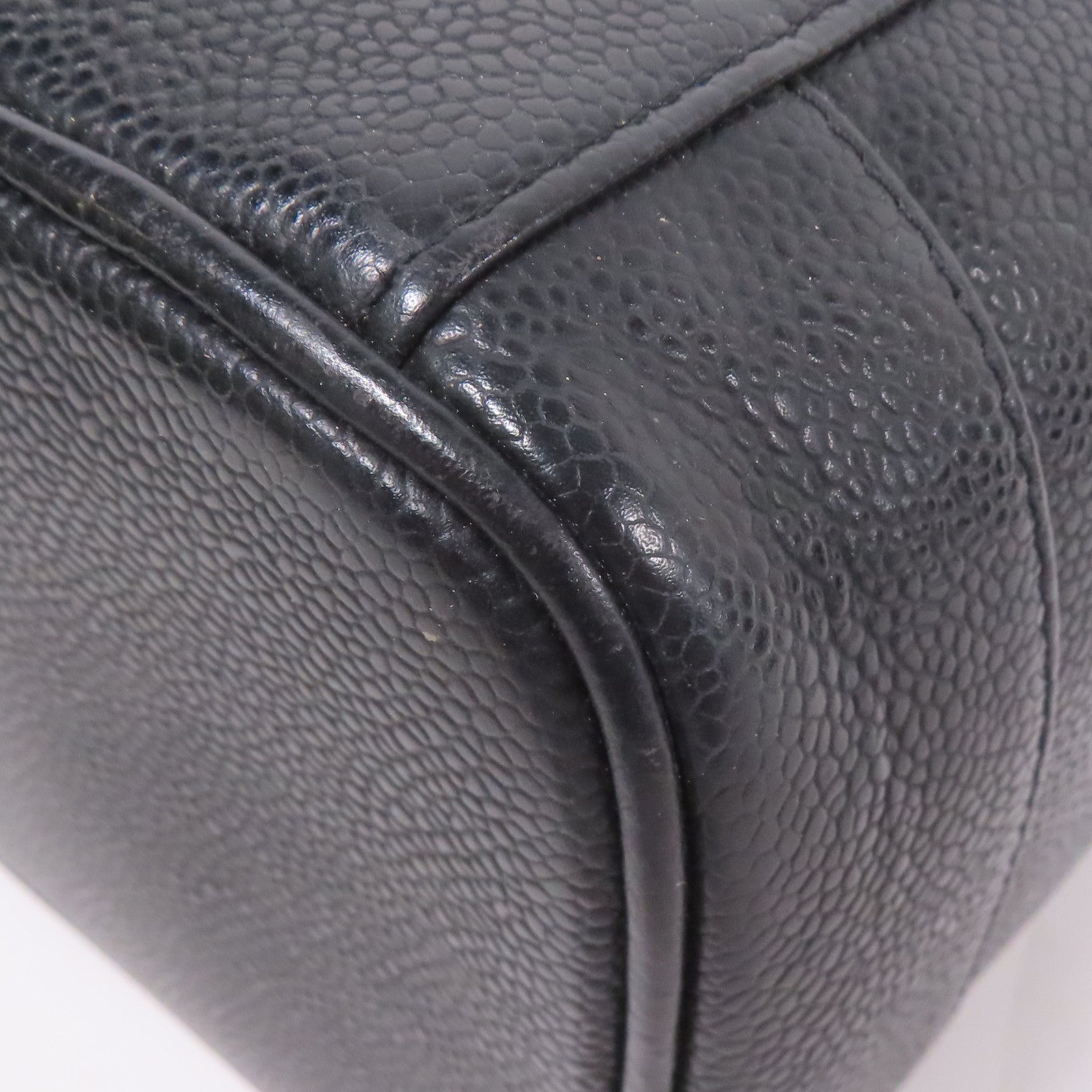 CHANEL CC GHW Vintage Vanity Handbag Calfskin Leather Black