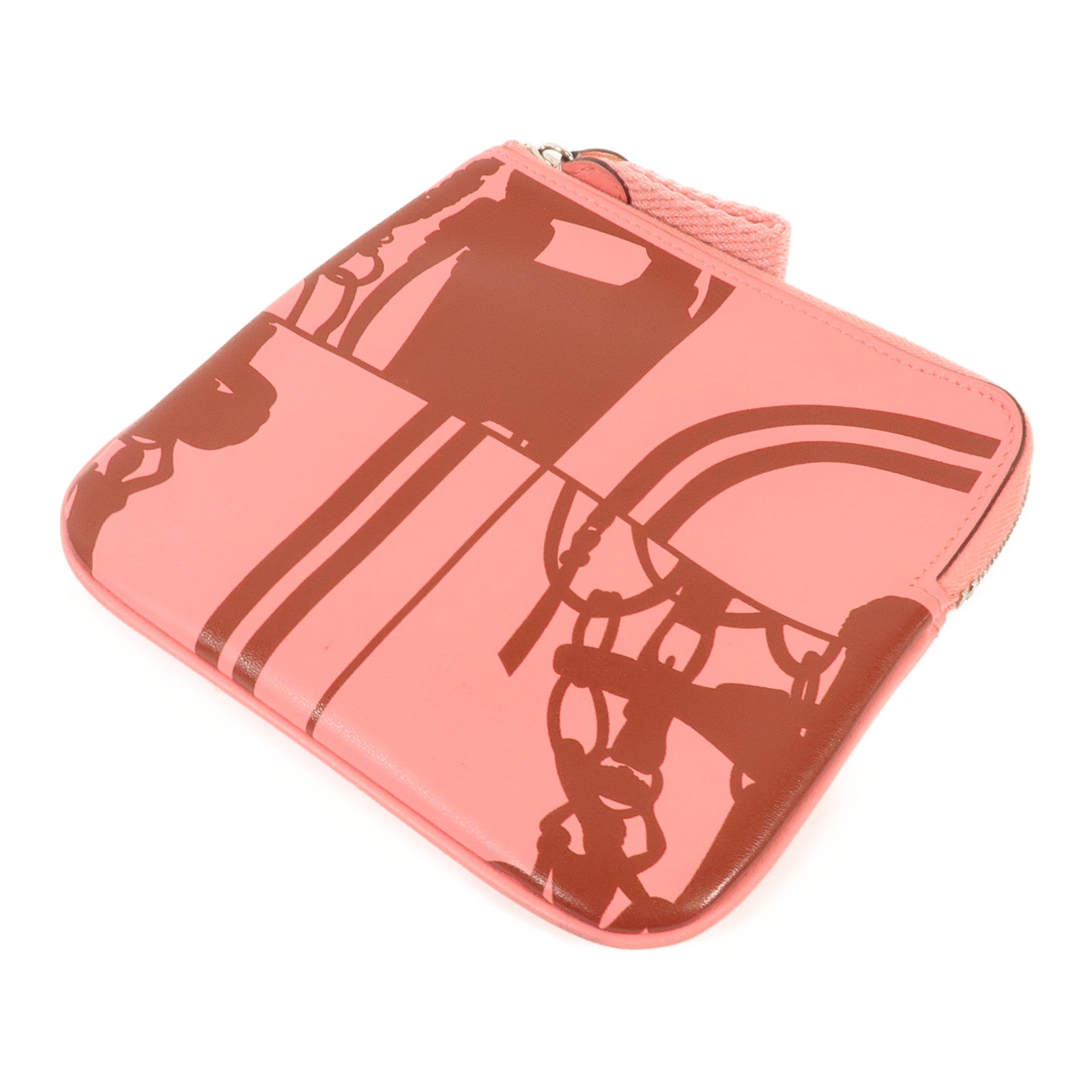 HERMES Swift皮革Carrie Pocket Pouch銀扣零錢包Pink