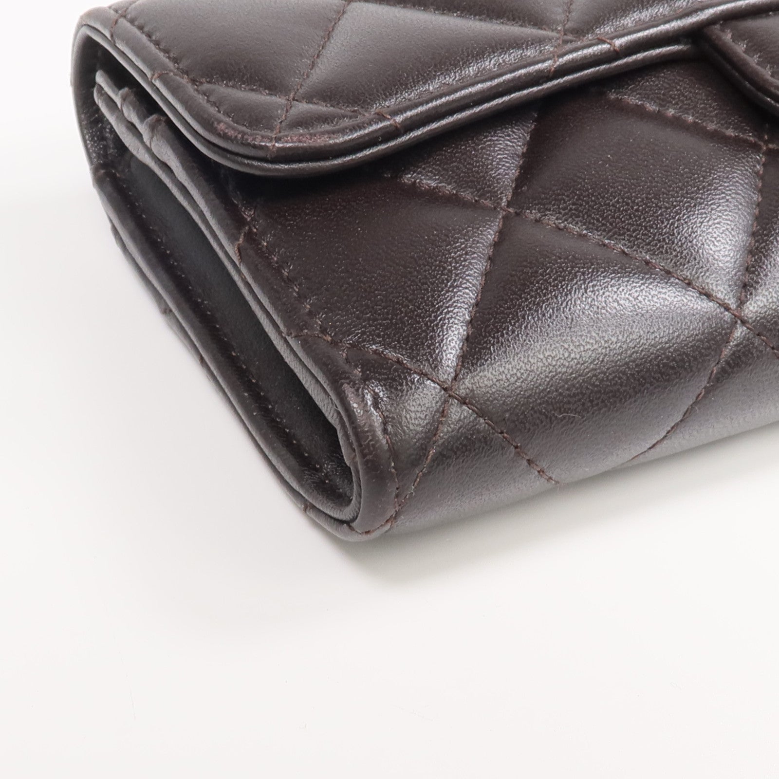 CHANEL 羊皮皮革Medium Wallet金扣長錢包