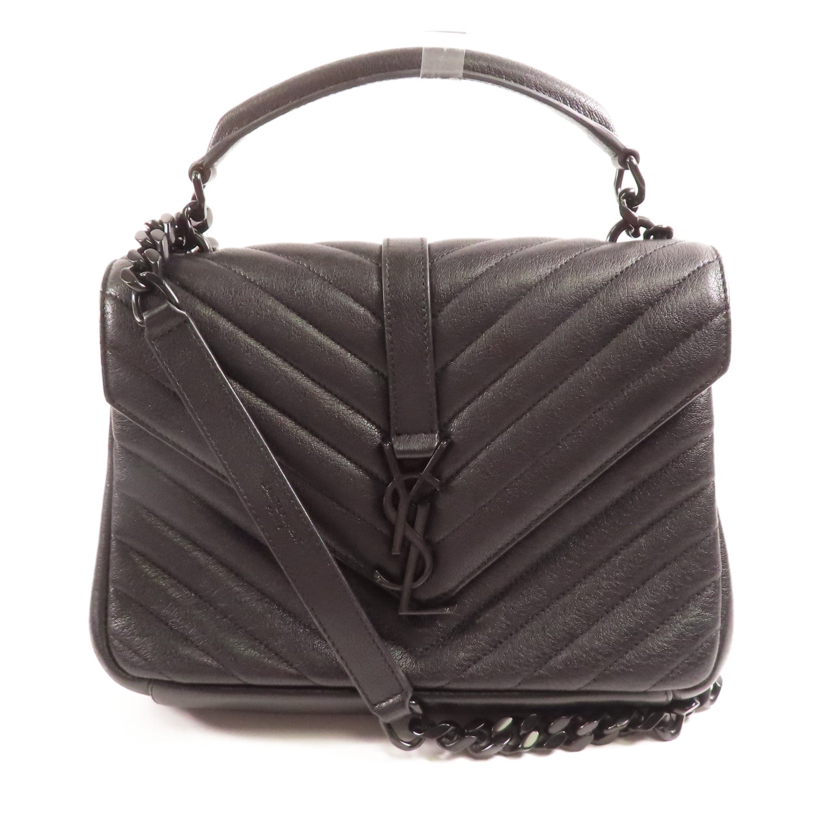 SAINT LAURENT 牛皮皮革College 2 Way Bag鏈帶手挽肩背兩用袋