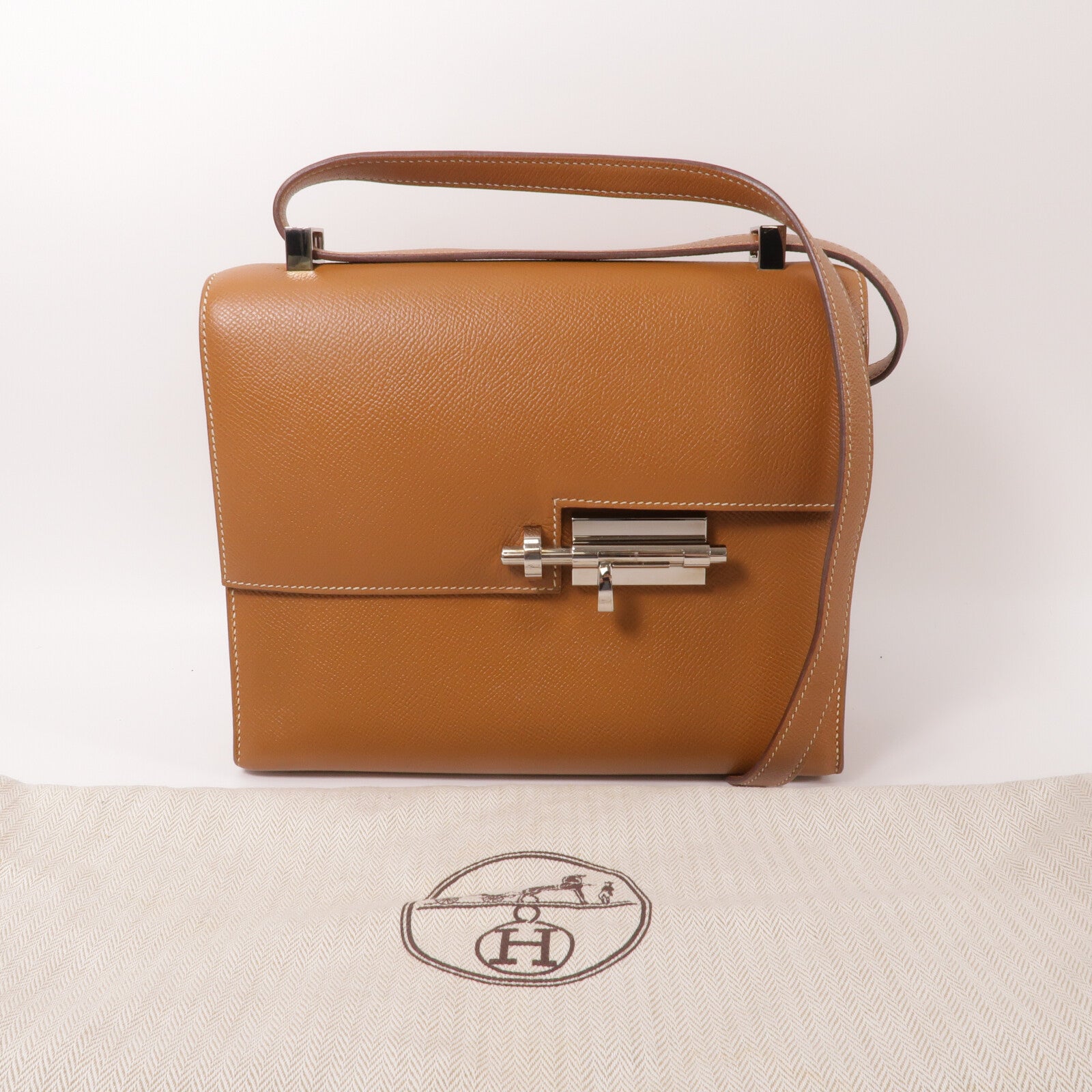 HERMES Epsom皮革Verrou 23肩背袋Gold