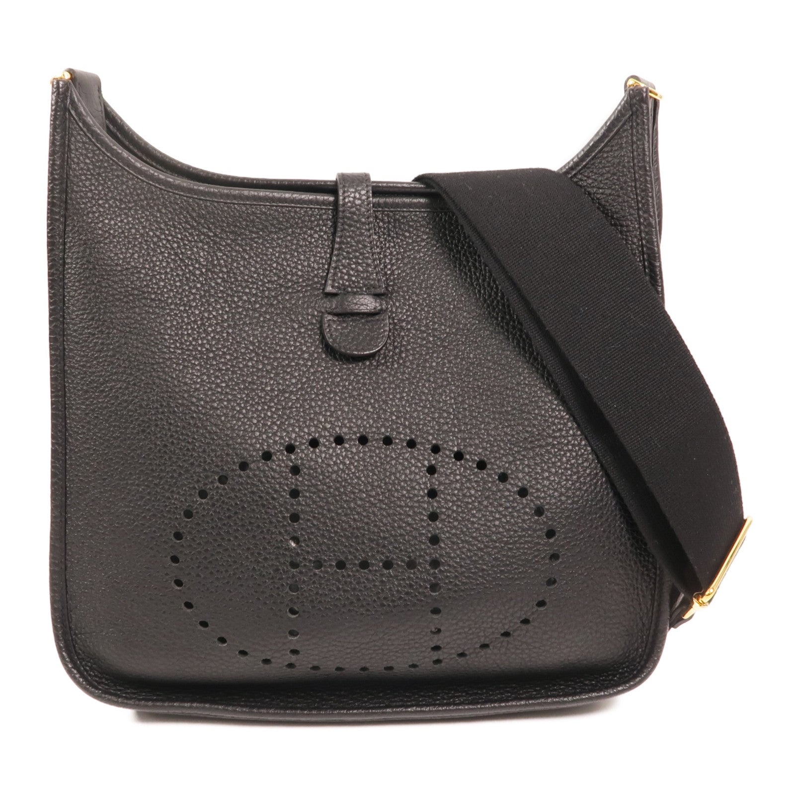 HERMES Clemence皮革Evelyne PM金扣肩背袋Noir