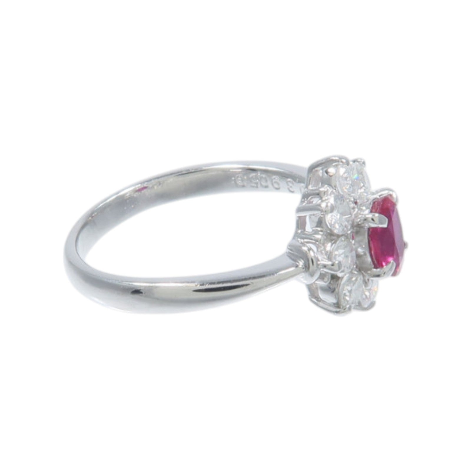 JEWELRY 【激減優惠】PT900鉑金Ruby Diamond Ring紅寶石/鑽石戒指