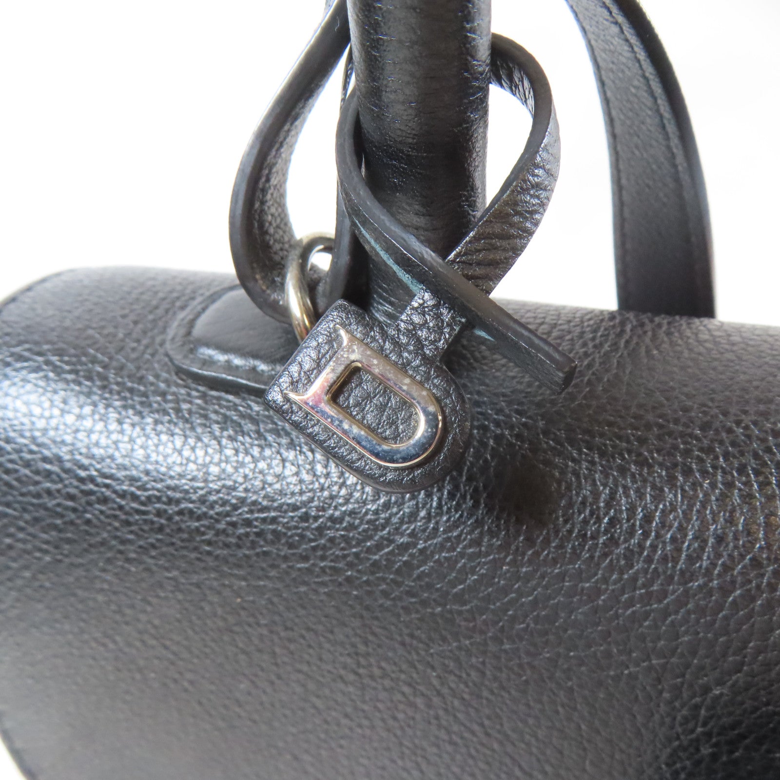 Delvaux 牛皮皮革Delaux Brillant MM銀扣手挽肩背兩用袋黑色