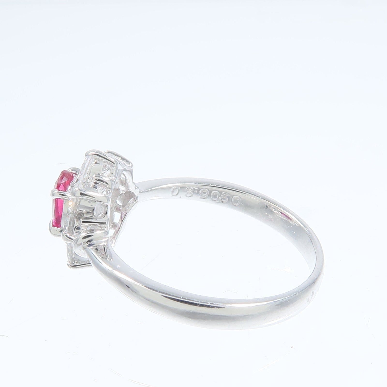 JEWELRY 【激減優惠】PT900鉑金Ruby Diamond Ring紅寶石/鑽石戒指