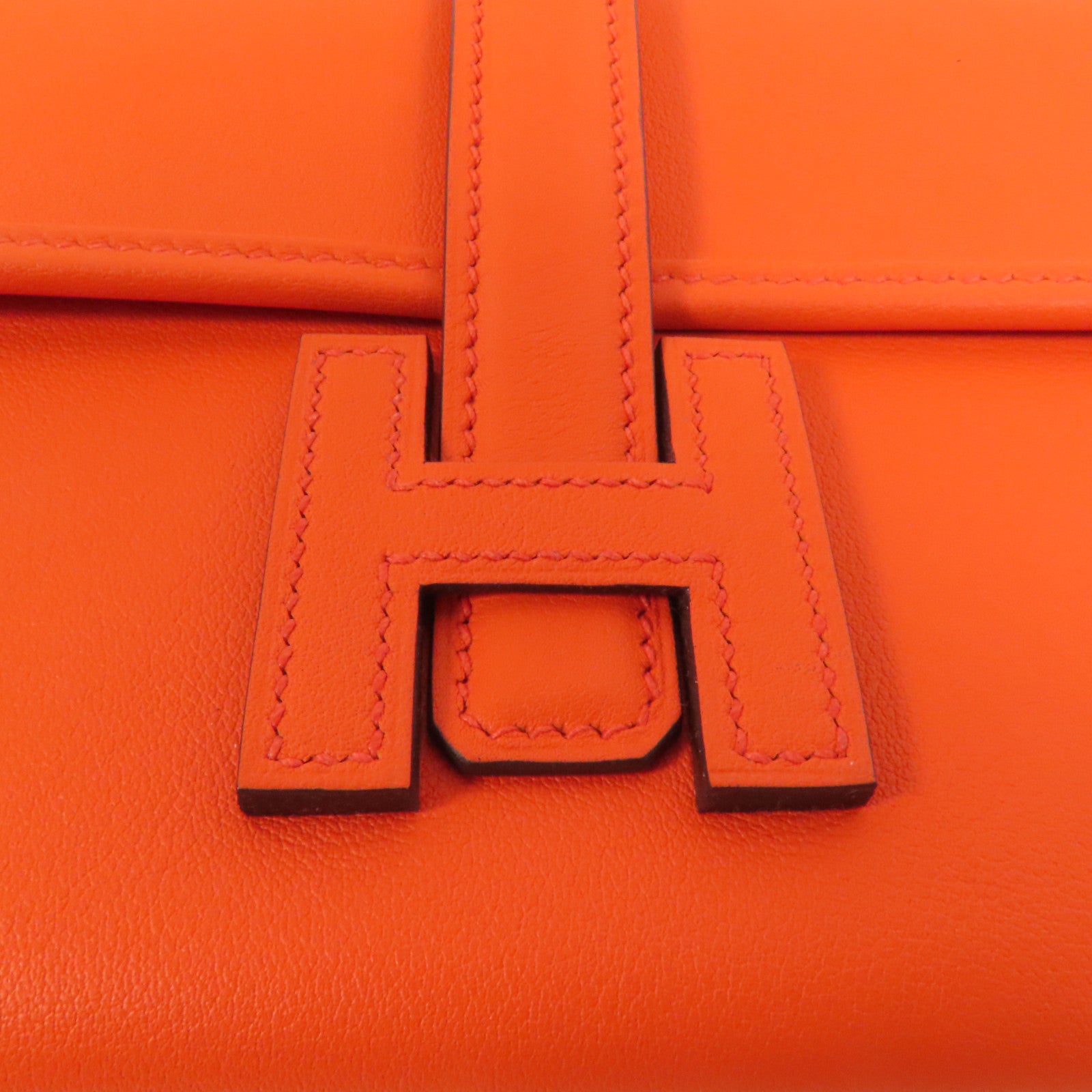 HERMES Swift皮革Jige Duo Clutch手拿包Orange Poppy