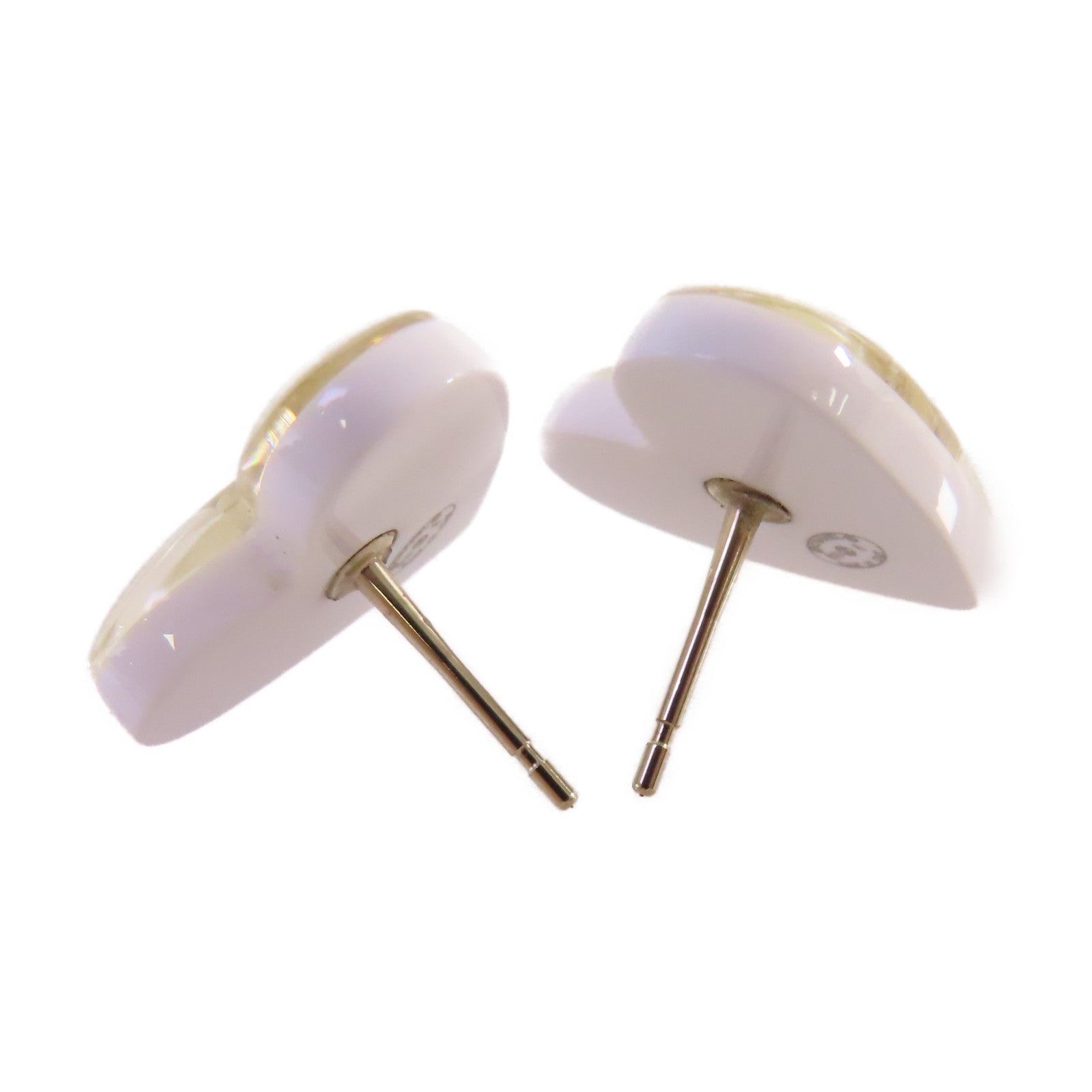 CHANEL PVC/金屬CC Heart Earrings耳環白色/金色