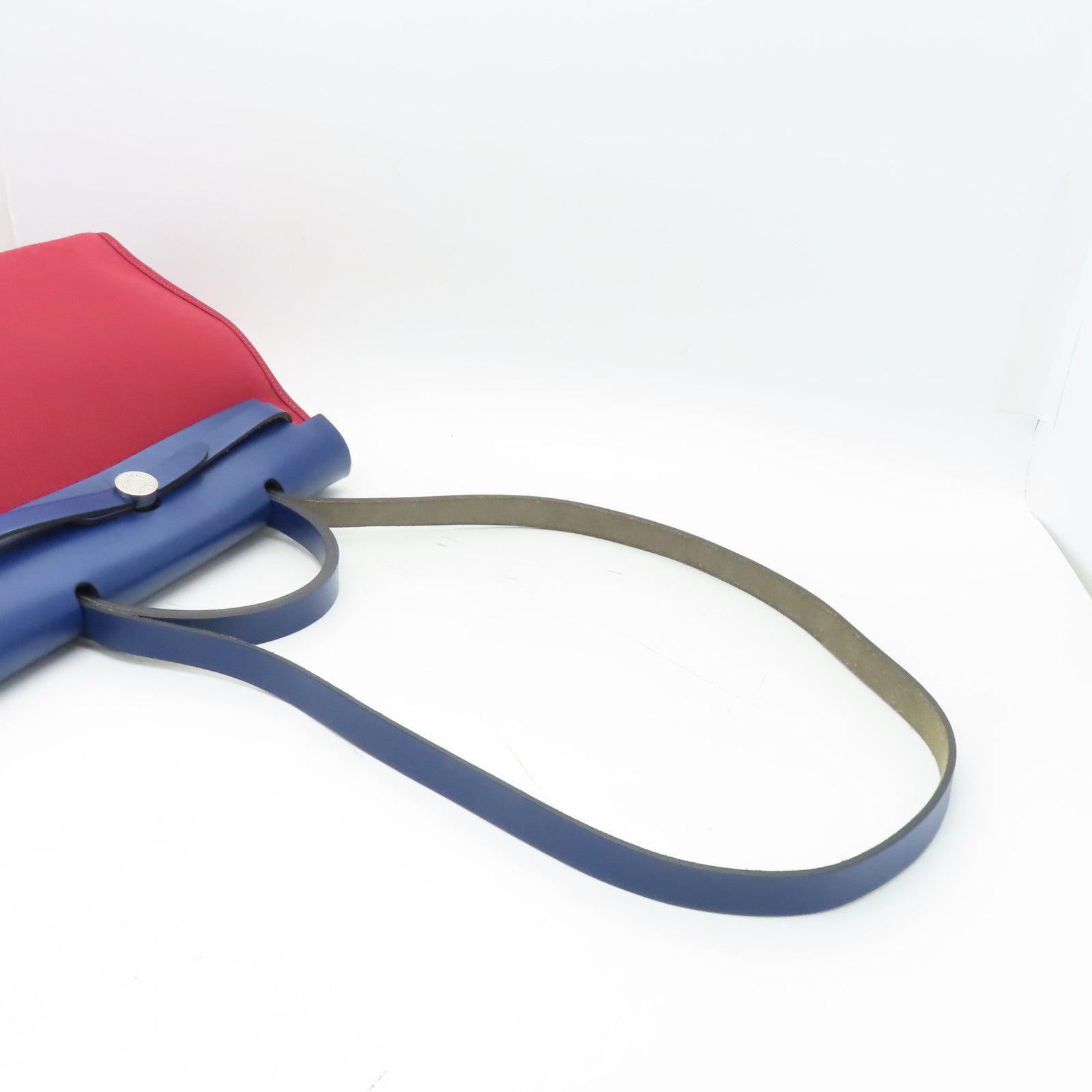 HERMES 【激減優惠】帆布/皮革Herbag PM銀扣手挽肩背兩用袋紅色/藍色