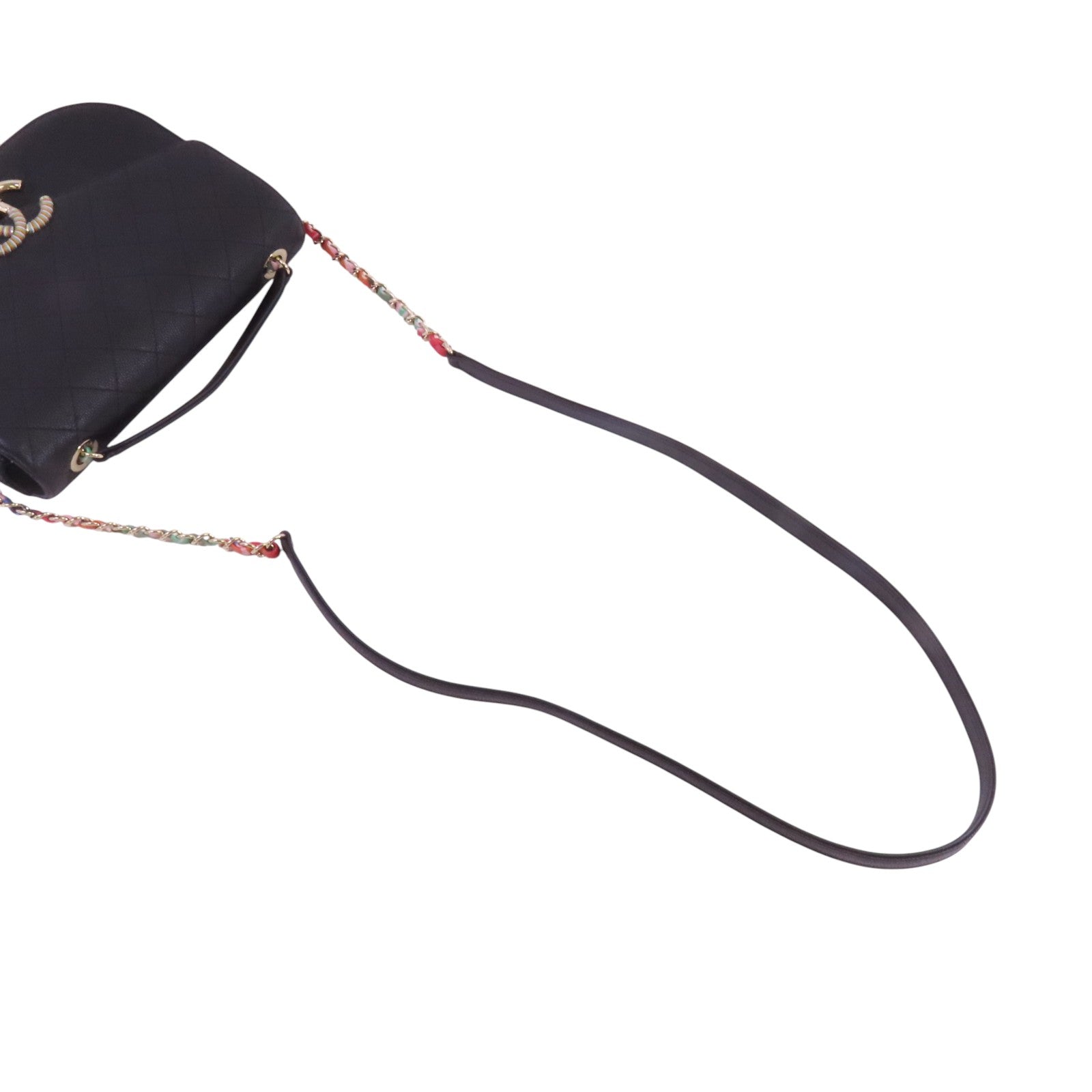 CHANEL 牛皮皮革Chain Shoulder金扣鏈帶手挽肩背兩用袋