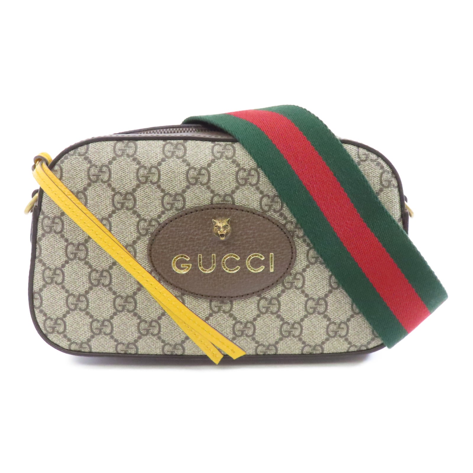 GUCCI 塗層帆布Neo Vintage GG Supreme金扣肩背袋棕色