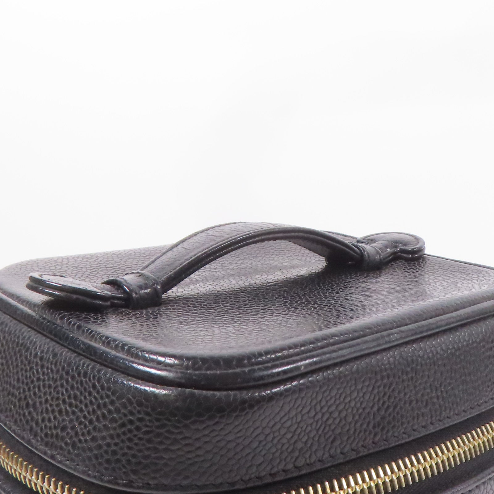 CHANEL CC GHW Vintage Vanity Handbag Calfskin Leather Black