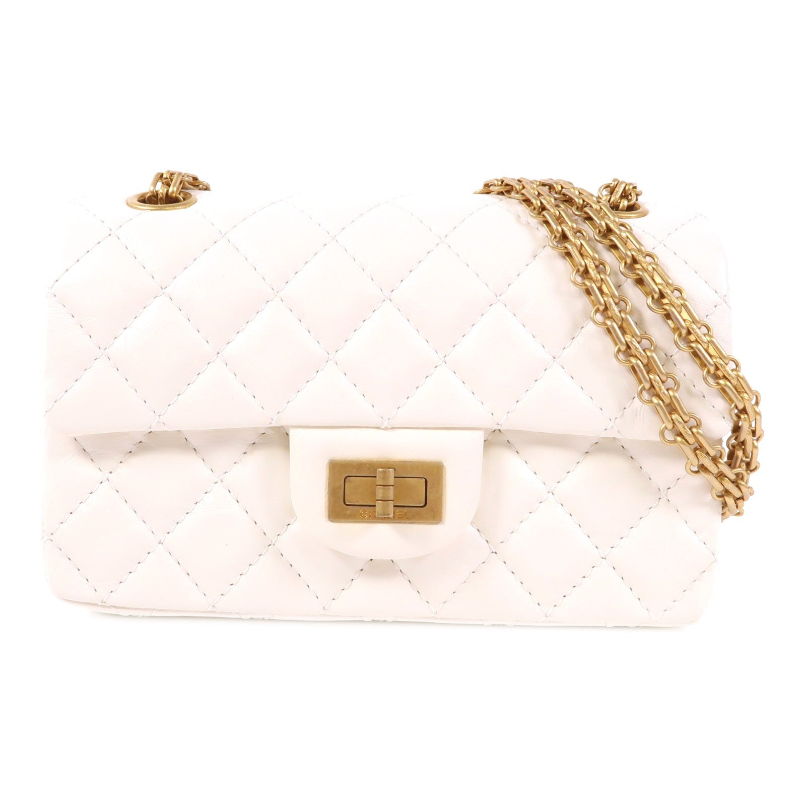 CHANEL 【激減優惠】牛皮皮革2.55 20cm Chain Shoulder金扣鏈帶肩背袋