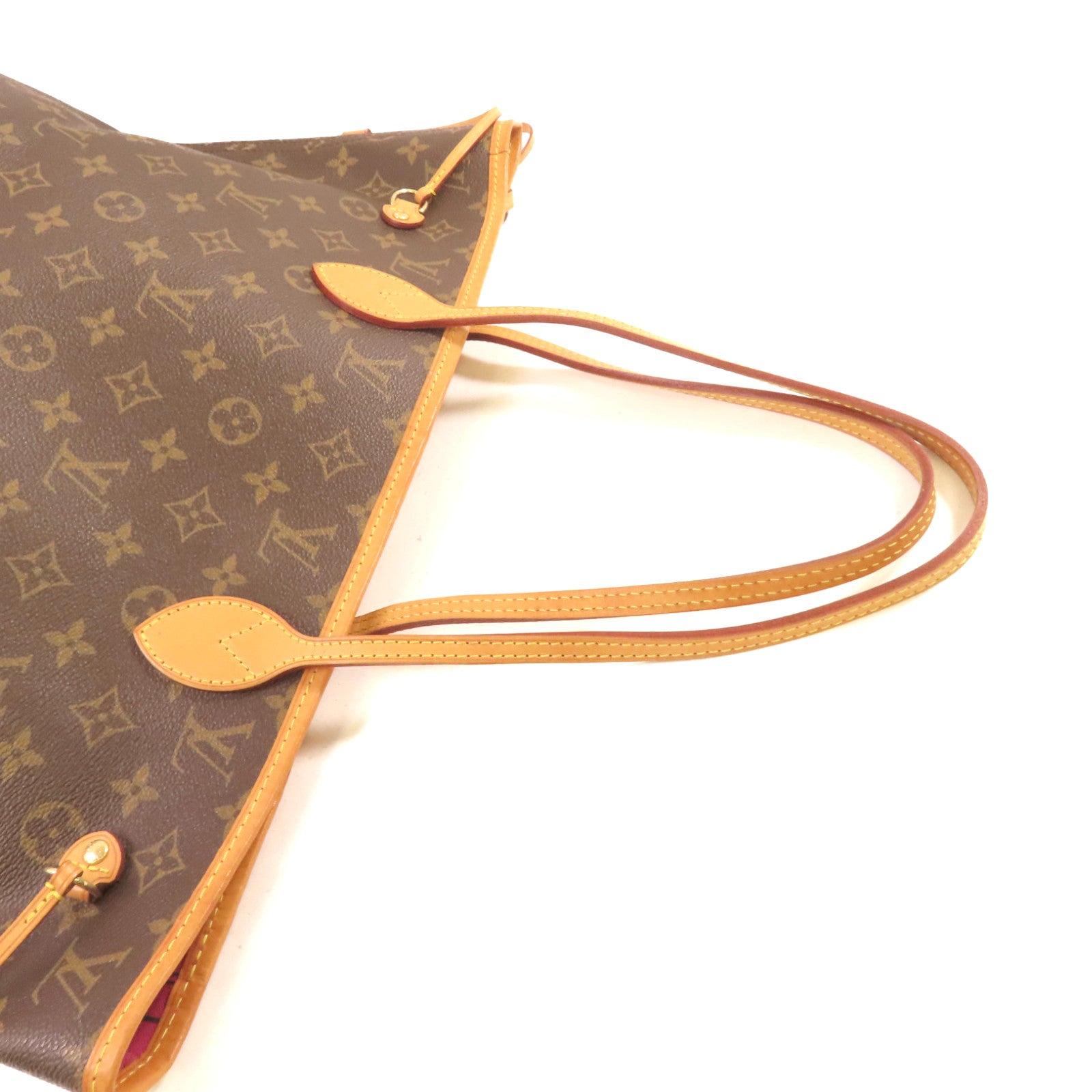 LOUIS VUITTON Monogram Neverfull MM Tote Bag金扣肩背袋啡色/酒紅色