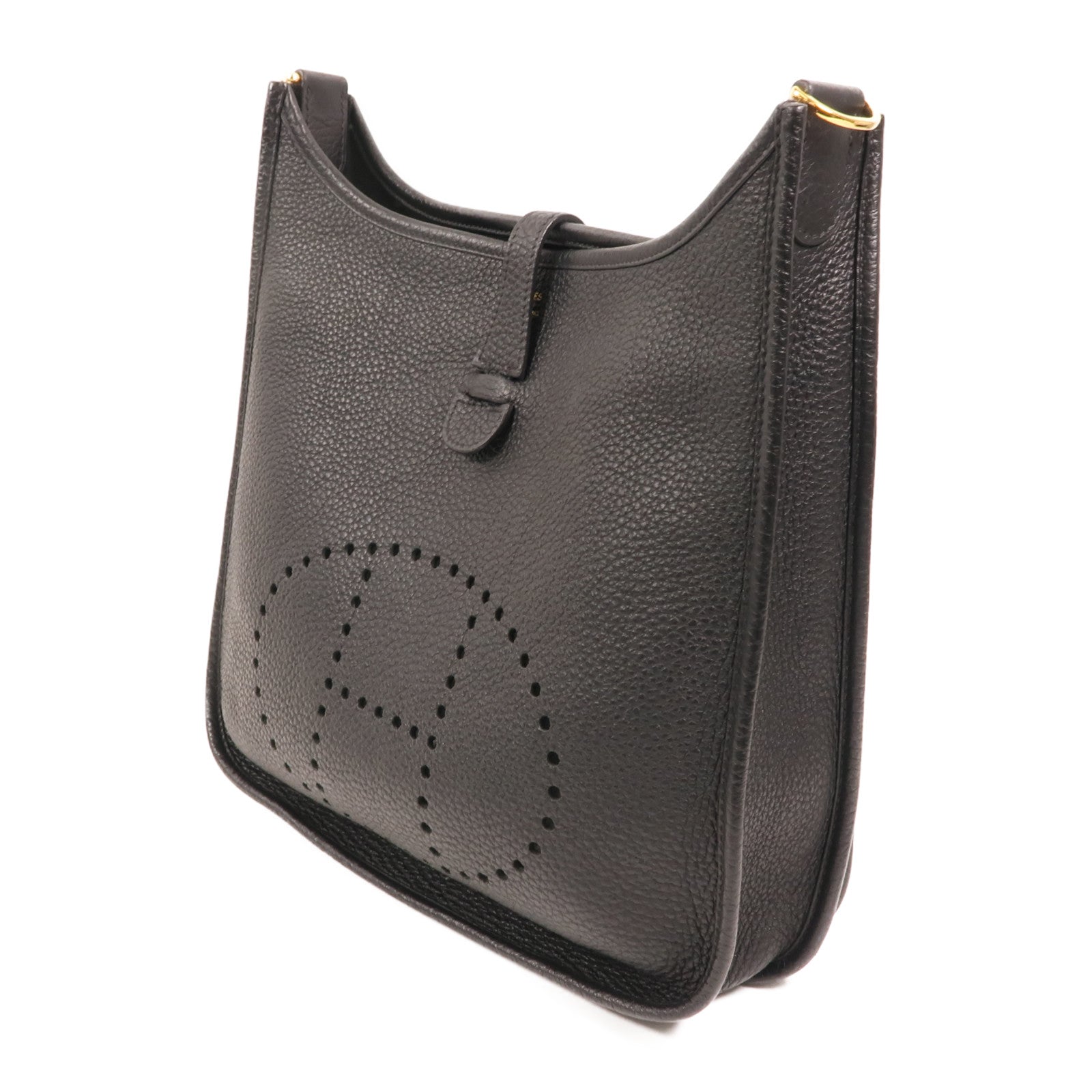 HERMES Clemence皮革Evelyne PM金扣肩背袋Noir