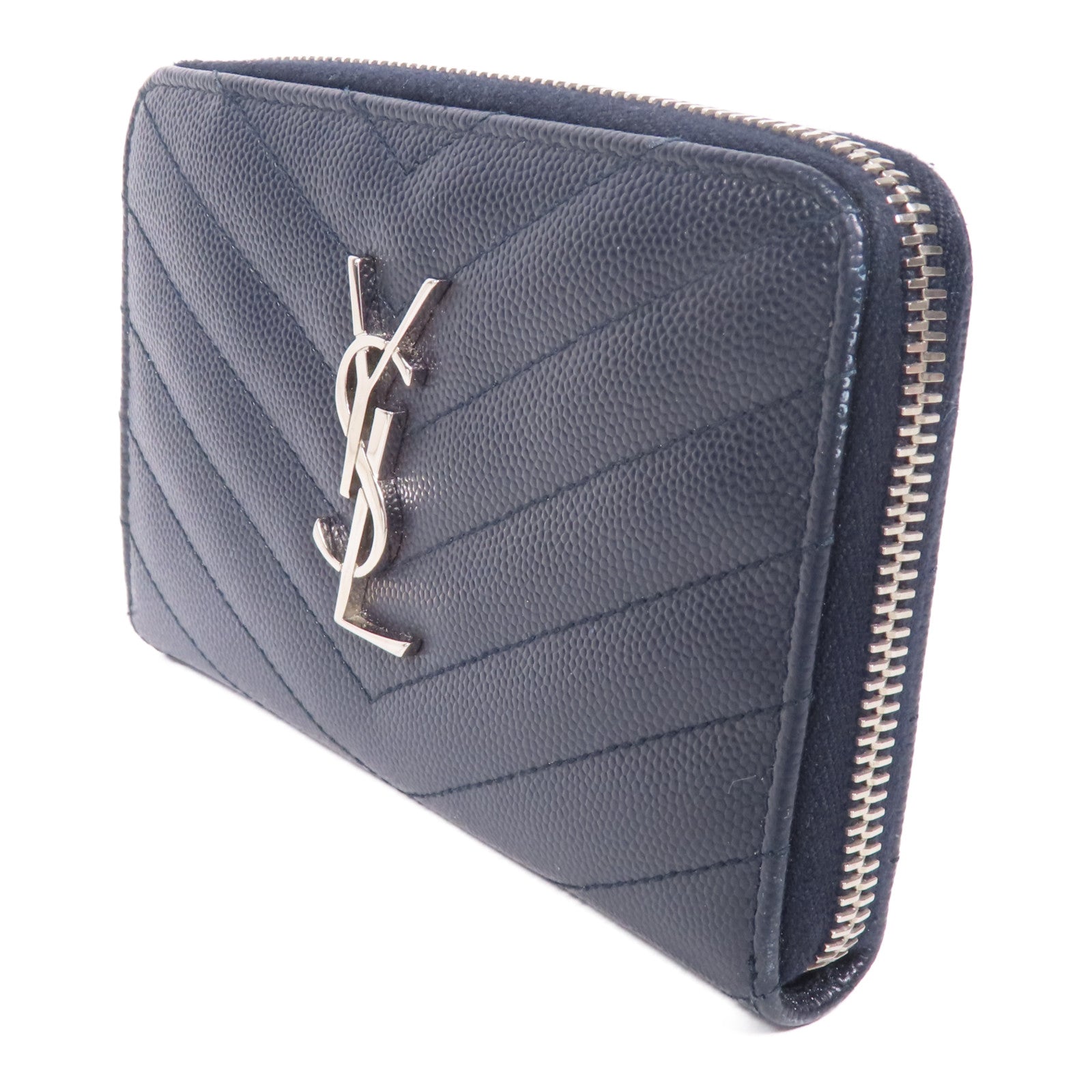 SAINT LAURENT 牛皮皮革Wallet銀扣錢包