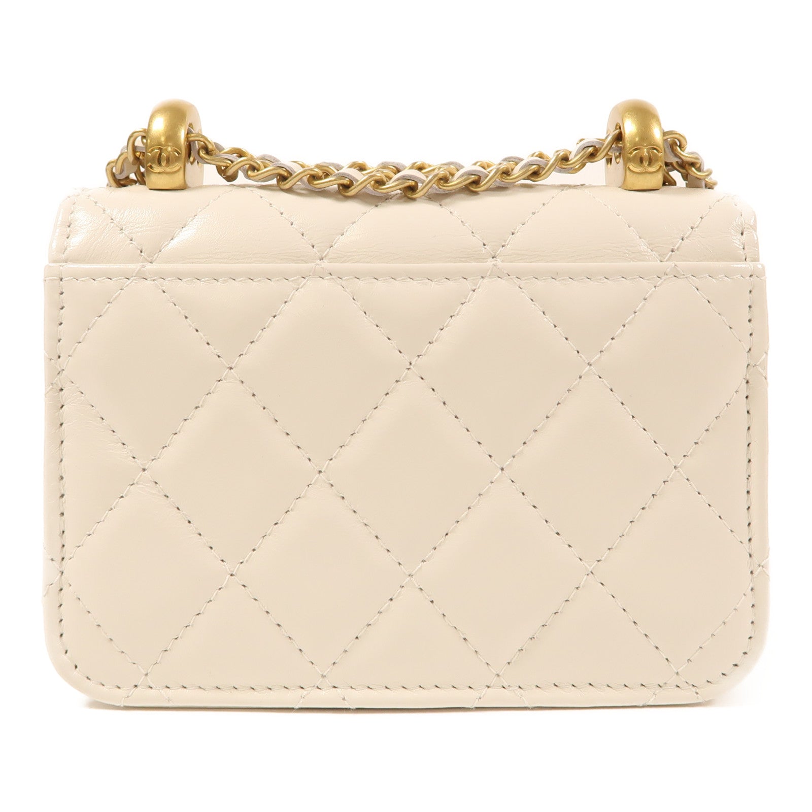 CHANEL 牛皮皮革Chain Shoulder金扣鏈帶肩背袋