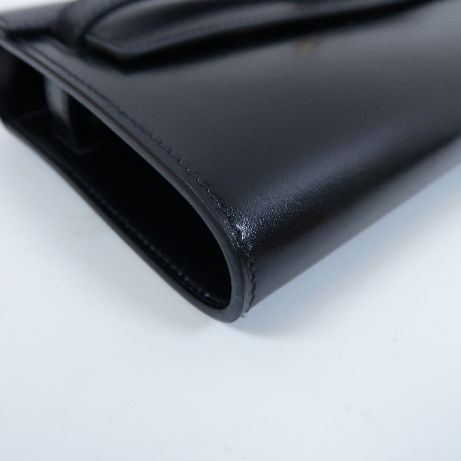 HERMES Box Calf皮革Kelly To Go銀扣肩背袋黑色